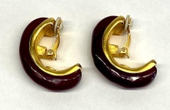 Karl Lagerfeld Satin Gold and Resin 1980s Hoop Earrings