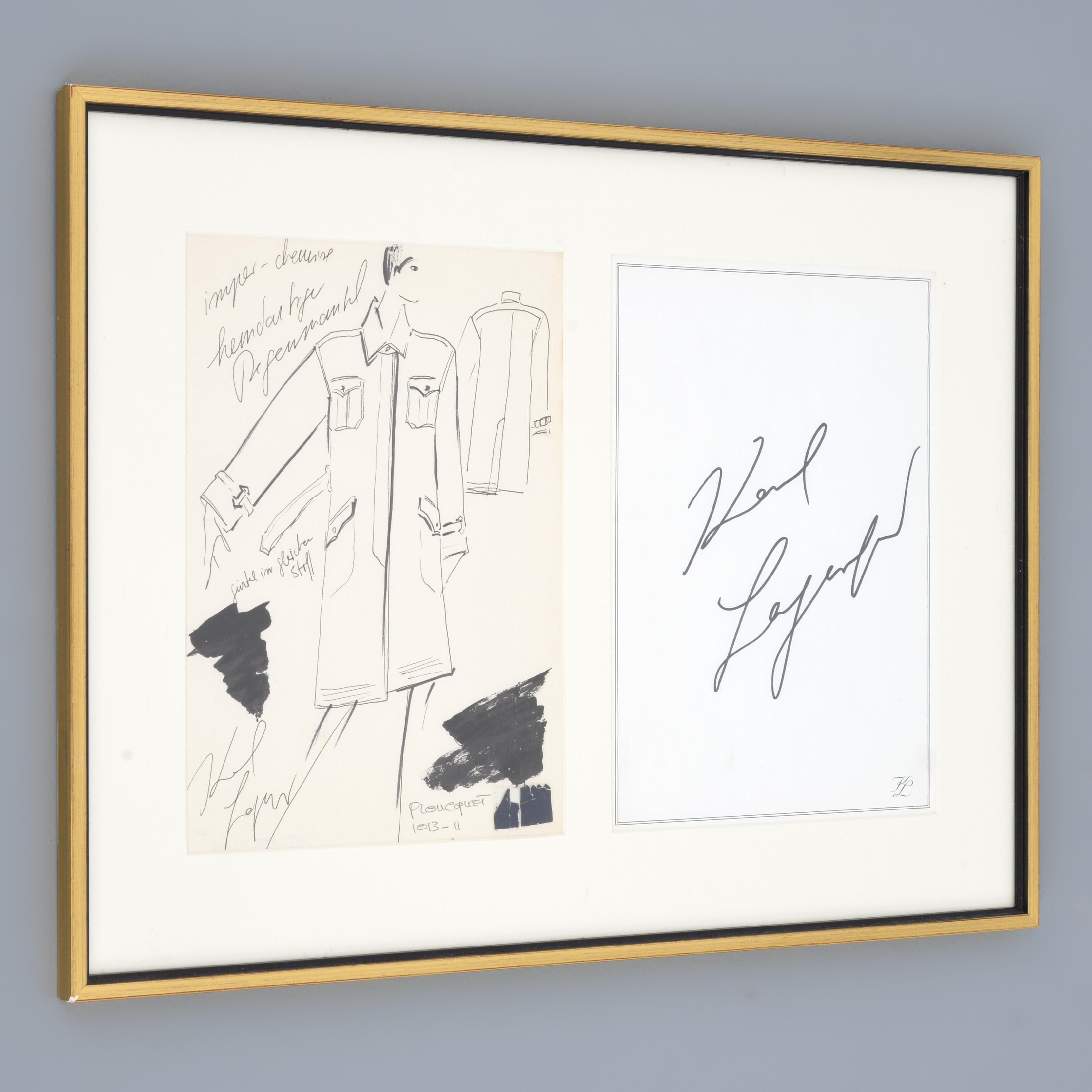 Artist/Designer; Manufacturer: Karl Lagerfeld (German, 1933-2019)
Marking(s); notes: signed, marking(s)
Materials: ink and fabric samples on paper
Dimensions (H, W, D): 11.5