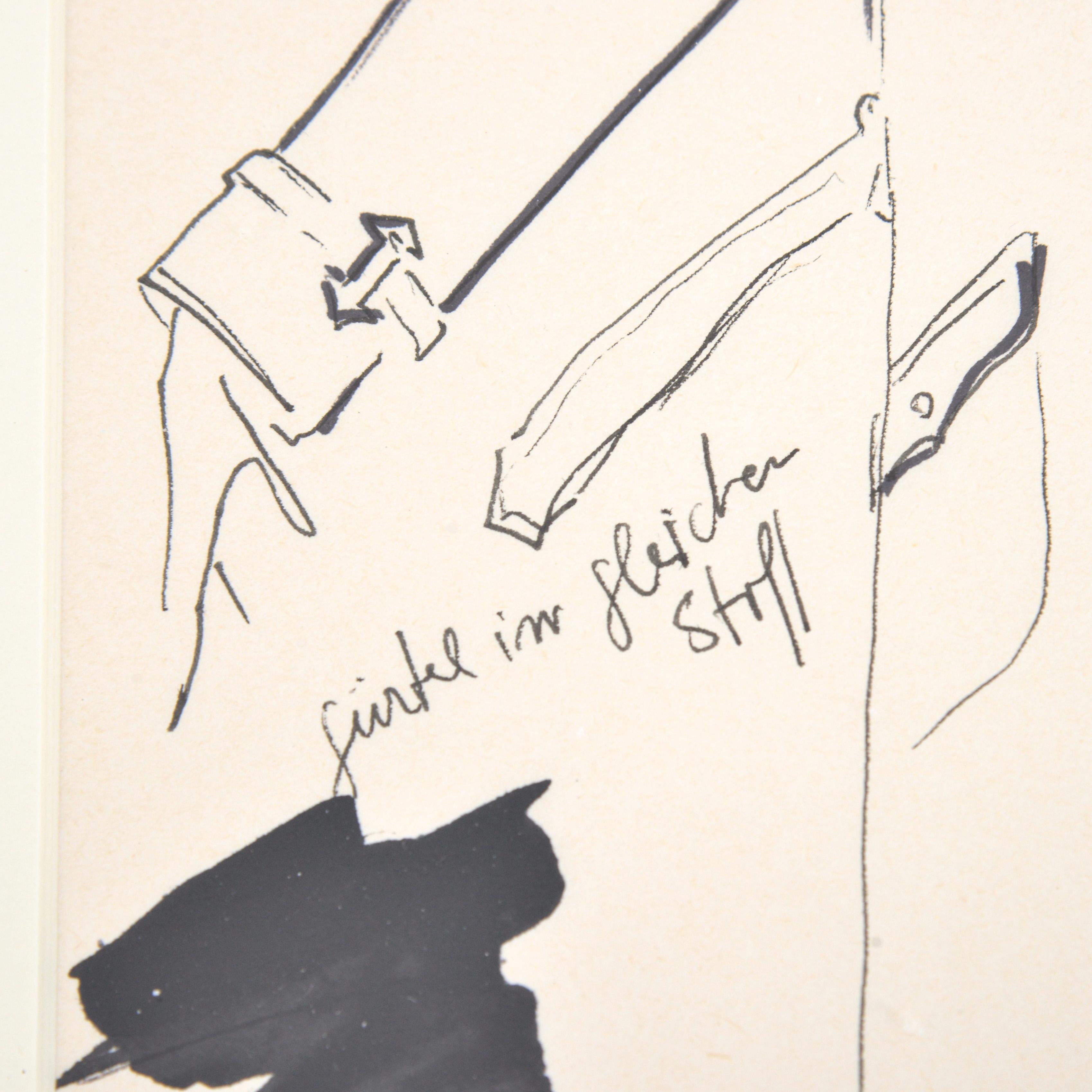 Karl Lagerfeld Signed Fashion Drawing / Collage & Stationery In Good Condition For Sale In Lake Worth Beach, FL