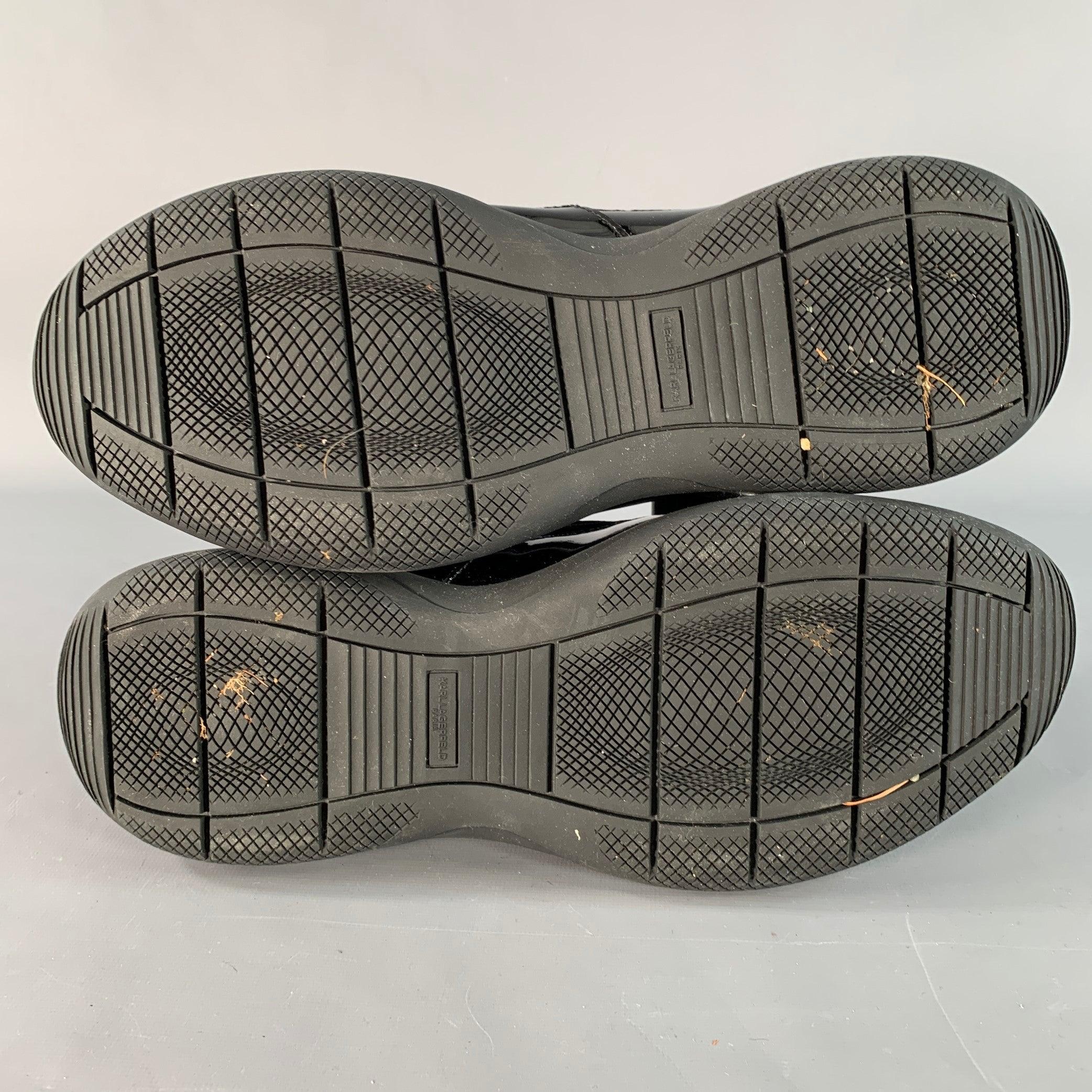KARL LAGERFELD Größe 12 Schwarz Lackleder Gummisohle Low Top Sneakers im Angebot 2