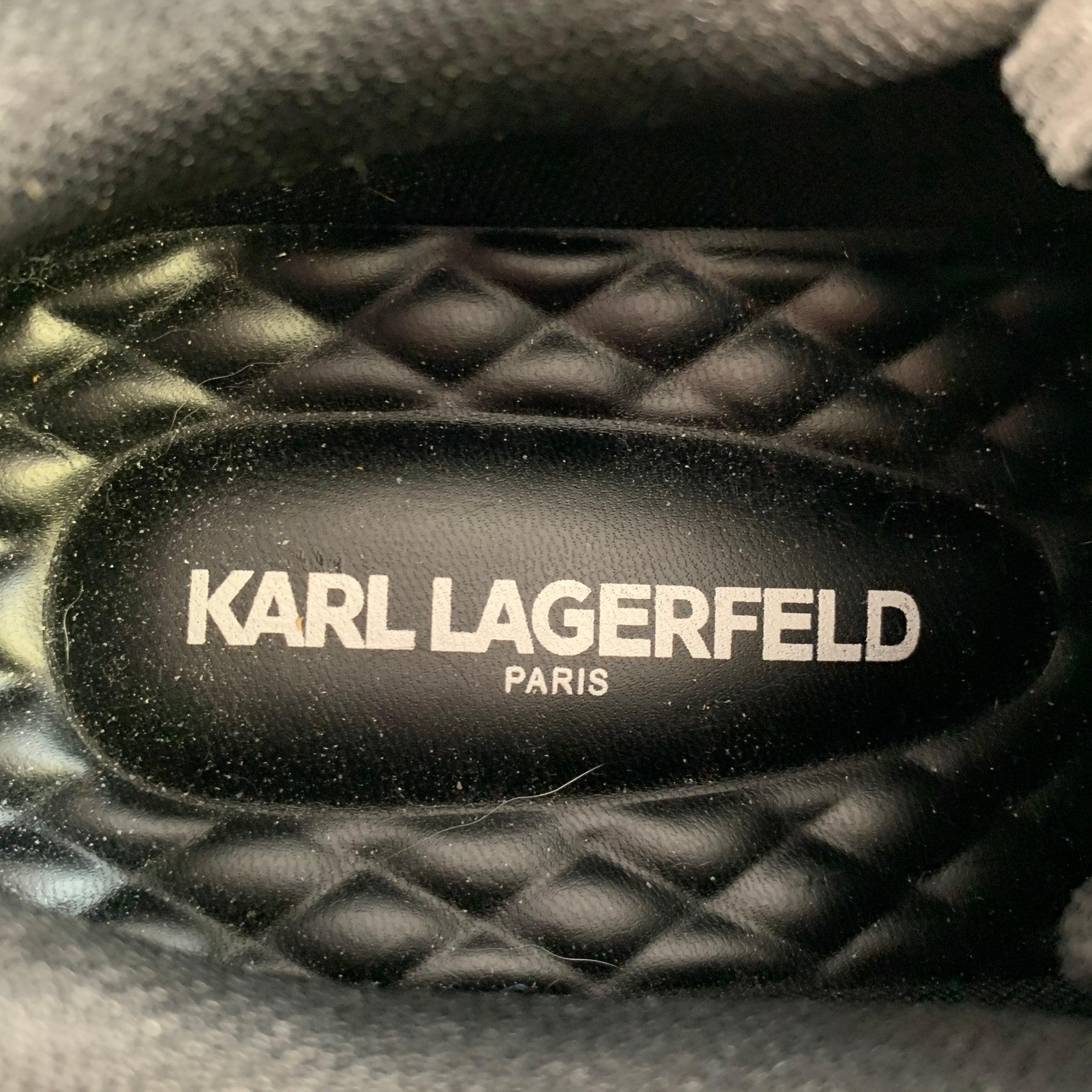 KARL LAGERFELD Größe 12 Schwarz Lackleder Gummisohle Low Top Sneakers im Angebot 3