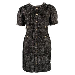 KARL LAGERFELD Size 8 Black White Short Sleeve Knee-Length Dress