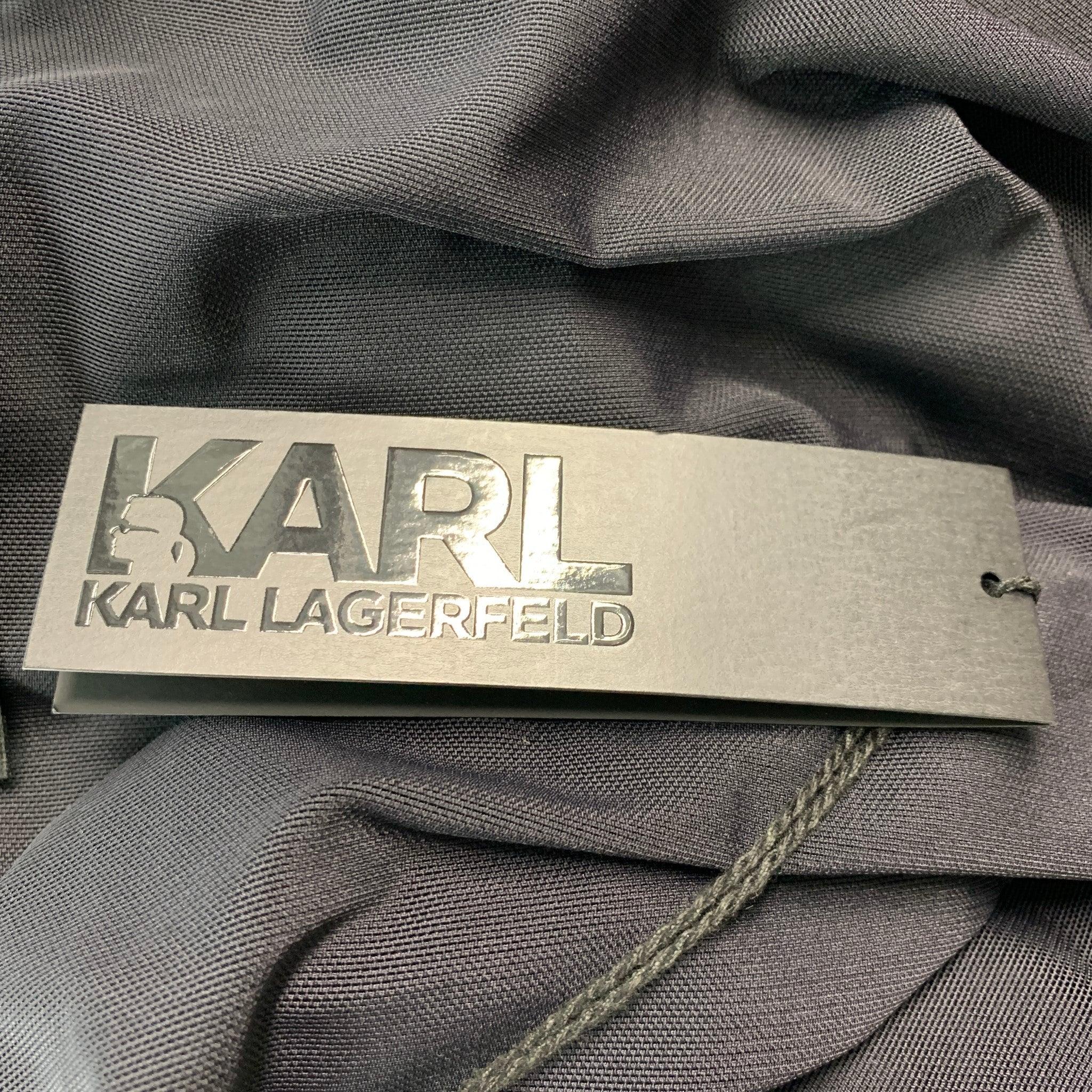 KARL LAGERFELD Taille M Silver Veste à capuche en coton polyester noir en vente 1