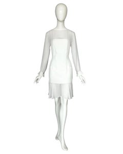 Robe en soie blanc ivoire de la collection de défilé Karl Lagerfeld printemps-été 1992