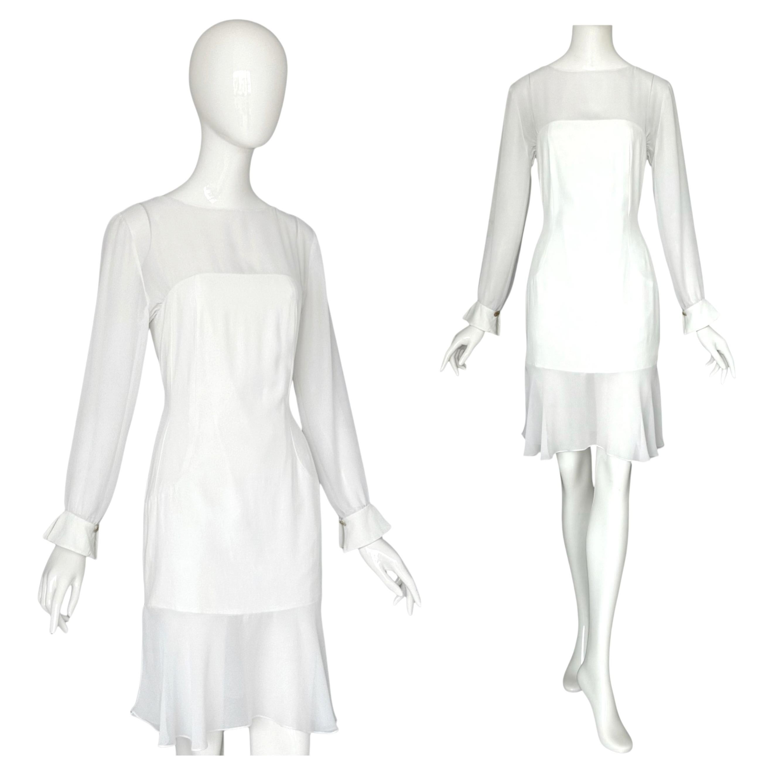 Vestido de seda blanco marfil de la colección de pasarela Vintage de Karl Lagerfeld, primavera-verano 1992