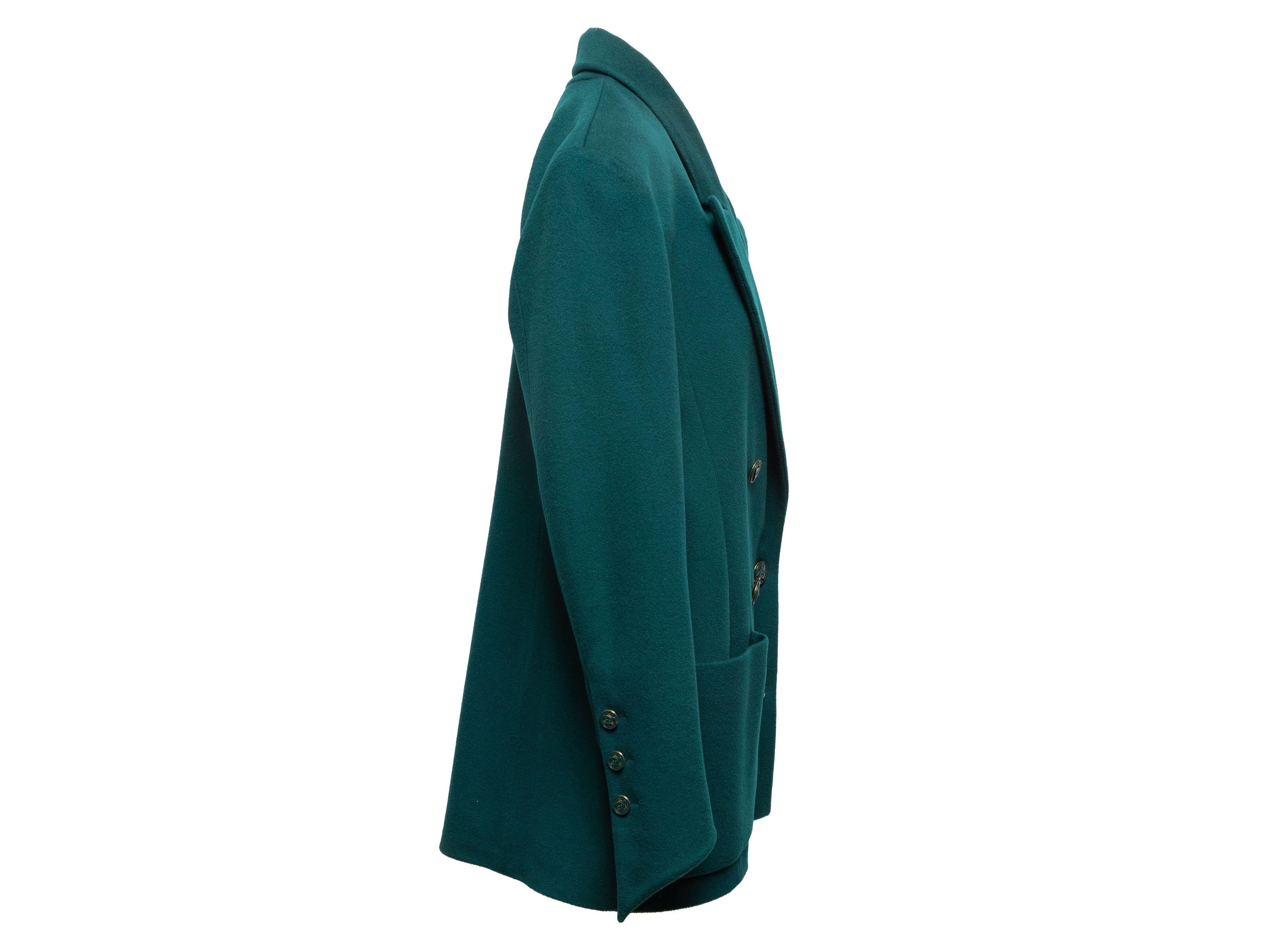 Karl Lagerfeld Teal Double-Breasted Wool Coat 1