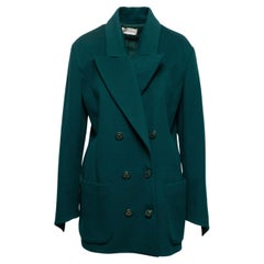 Karl Lagerfeld Teal Double-Breasted Wool Coat