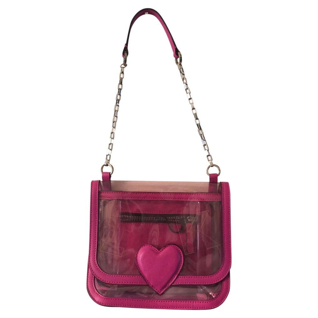 Karl Lagerfeld Transparent Handbag with Fuchsia Leather Edges For Sale