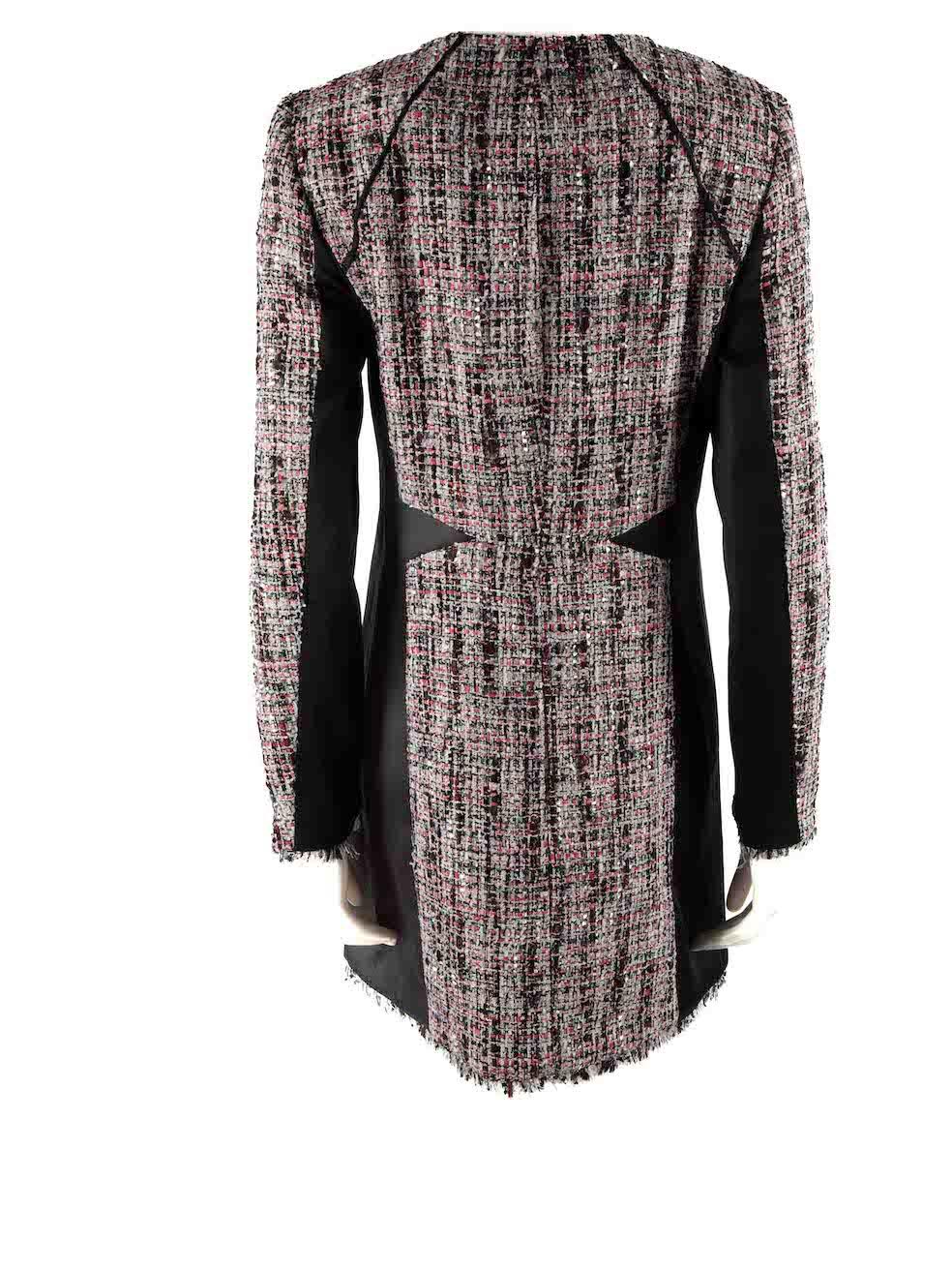 Gray Karl Lagerfeld Tweed Bouclé Panelled Coat Size M