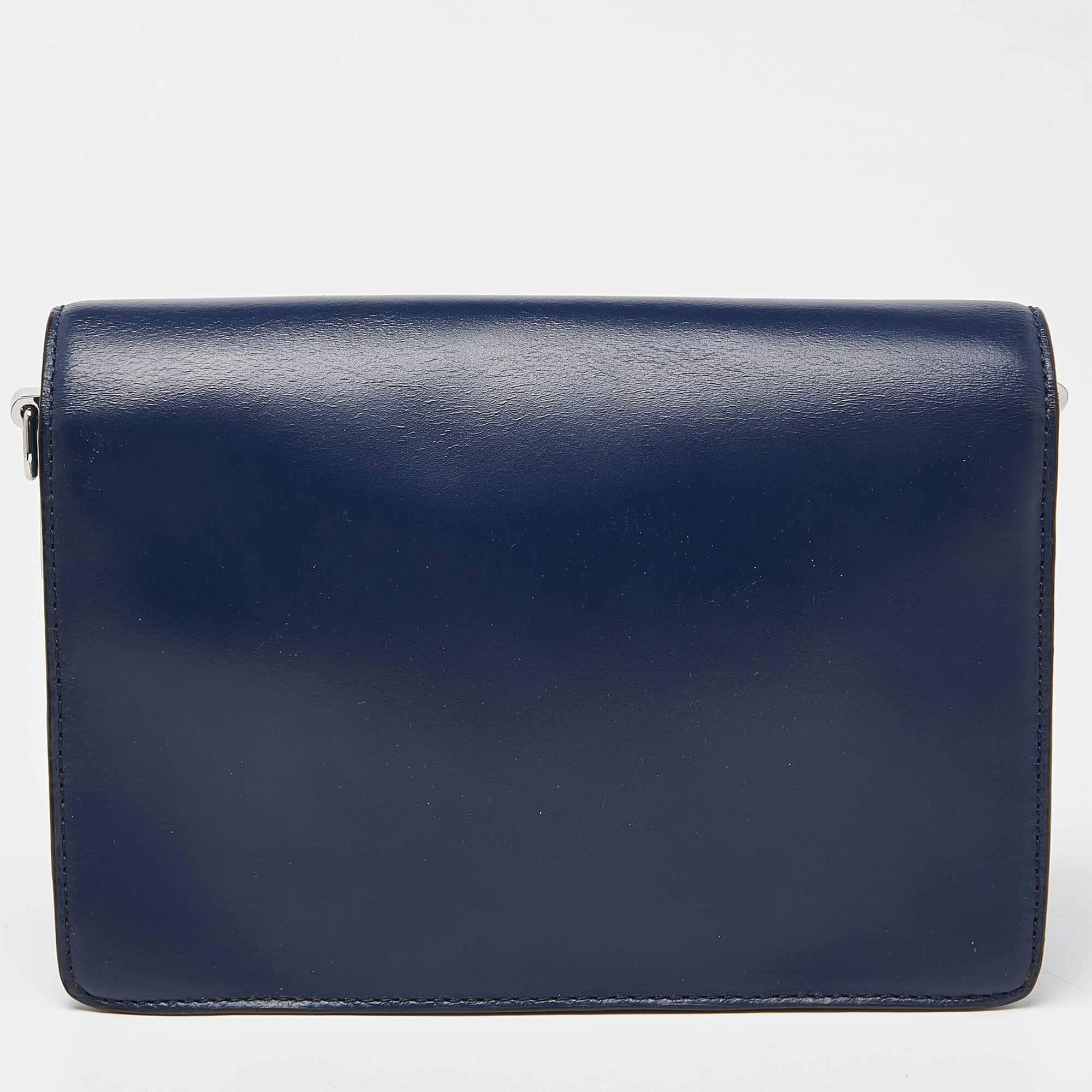 Women's Karl Lagerfeld Two Tone Blue Leather K/IKONIK Shoulder Bag