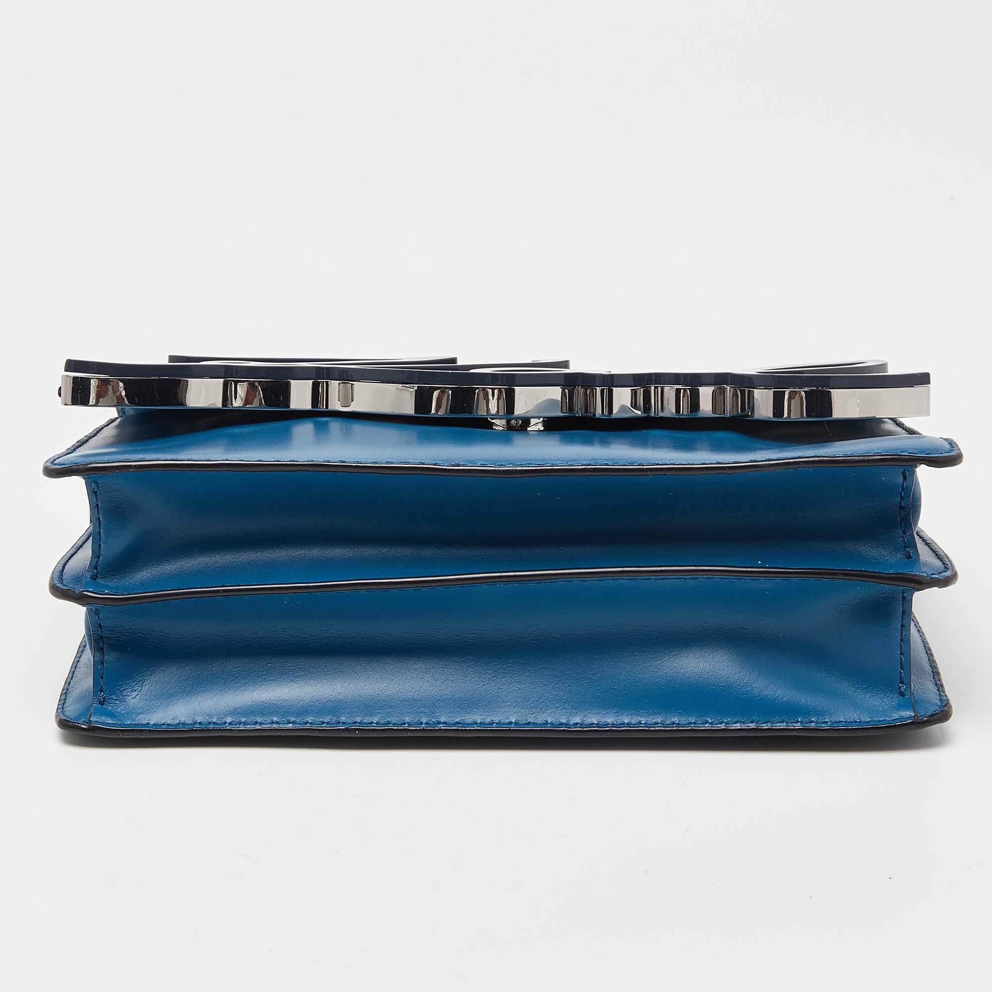 Karl Lagerfeld Two Tone Blue Leather K/IKONIK Shoulder Bag 2