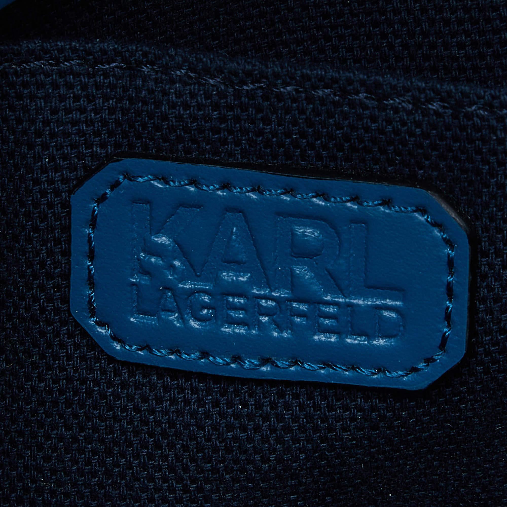 Karl Lagerfeld Two Tone Blue Leather K/IKONIK Shoulder Bag 4