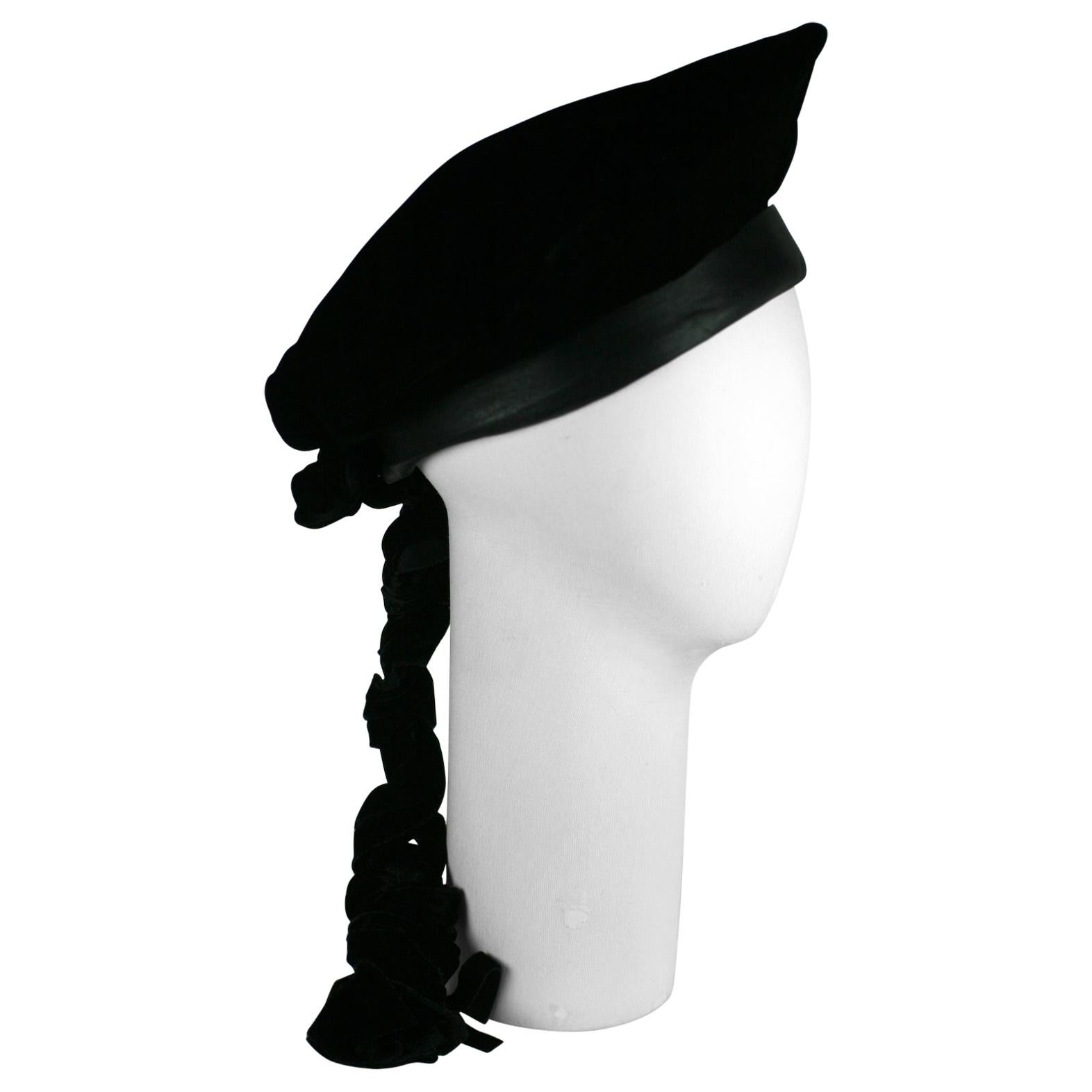 Karl Lagerfeld Velvet Beret with Braid