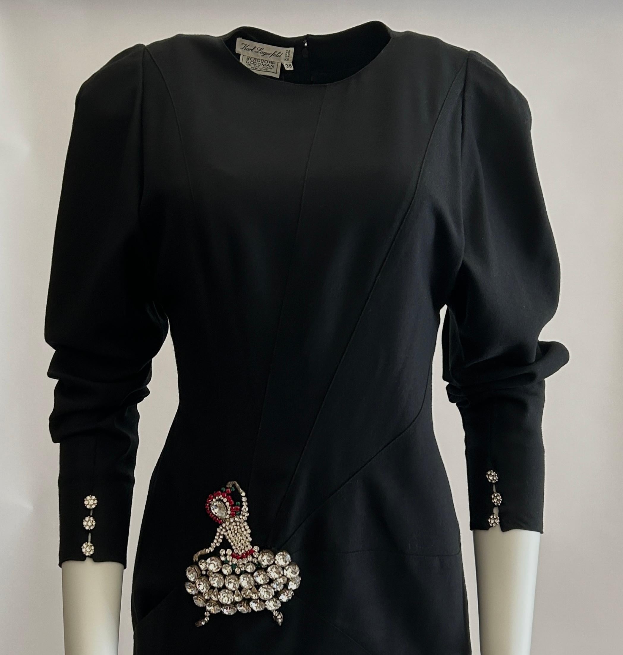 Karl Lagerfeld Vintage 1980s Ballerina Dancer Embellished Black Dress  For Sale 1