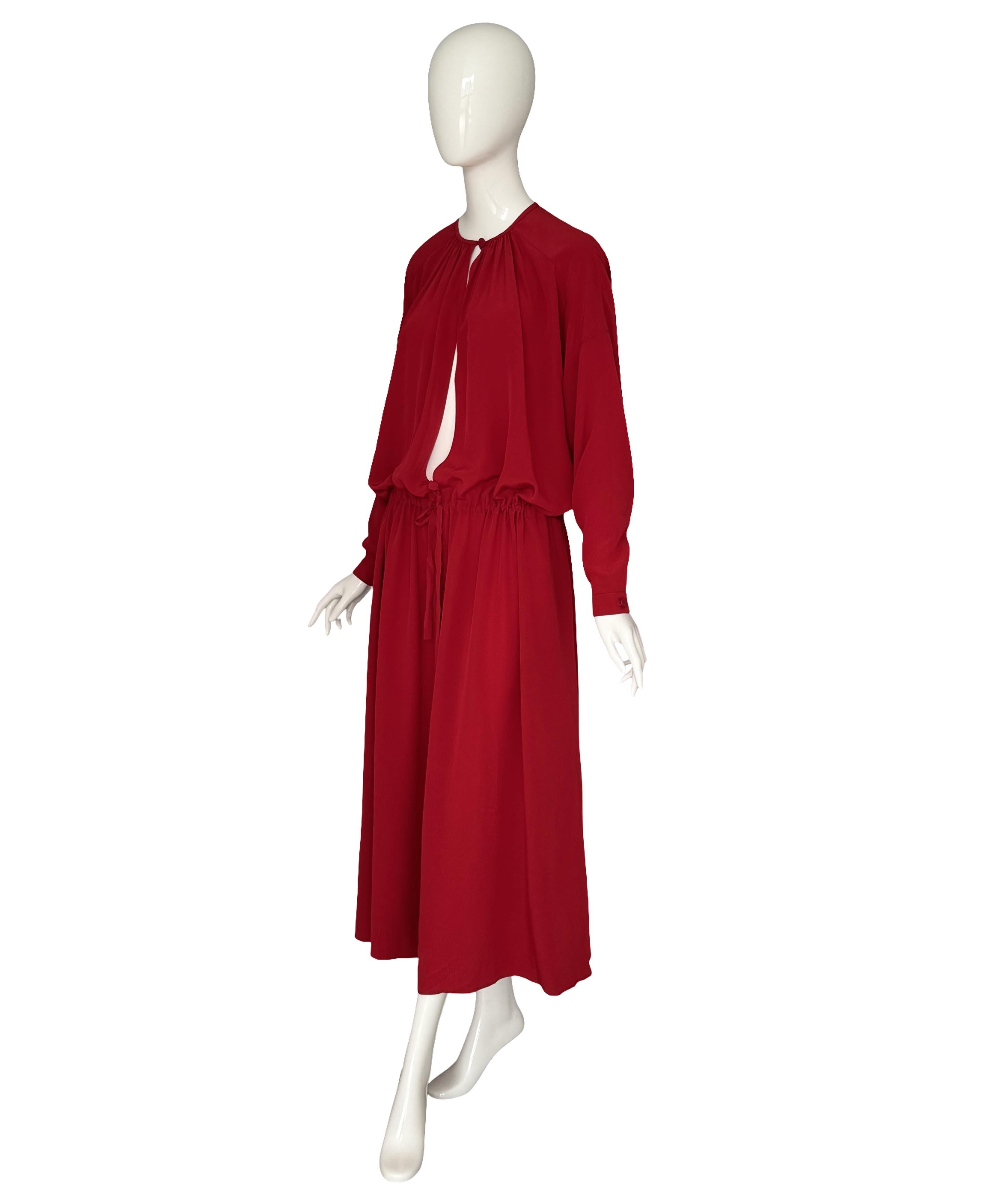 Karl Lagerfeld Vintage 1990s Red 100% Silk Oversized Dress Blouse Coat or Tunic For Sale 6