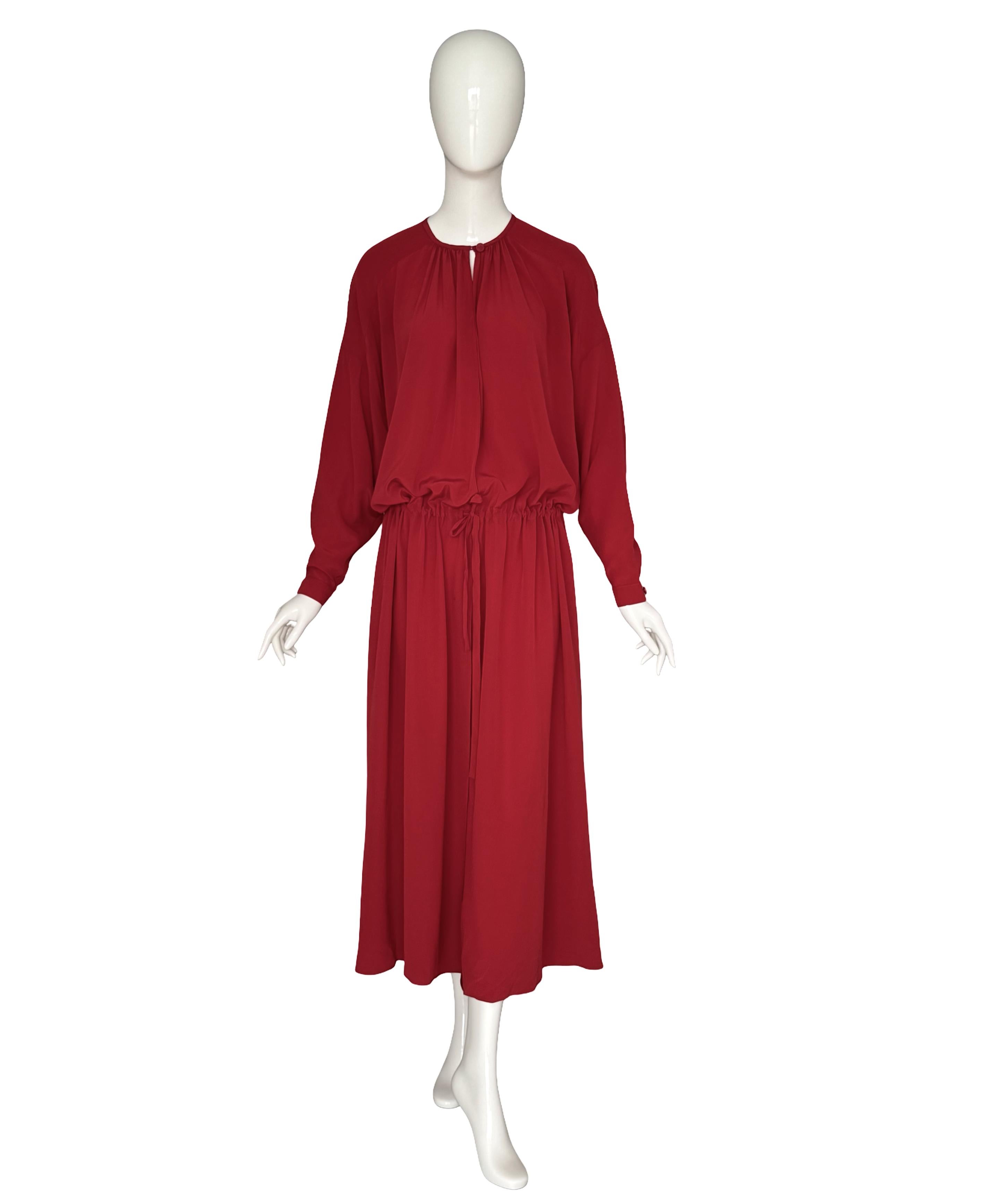 Karl Lagerfeld Vintage 1990s Red 100% Silk Oversized Dress Blouse Coat or Tunic For Sale 7