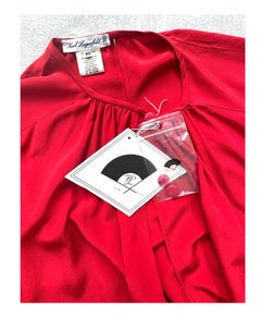 Karl Lagerfeld Vintage 1990s Red 100% Silk Oversized Dress Blouse Coat or Tunic