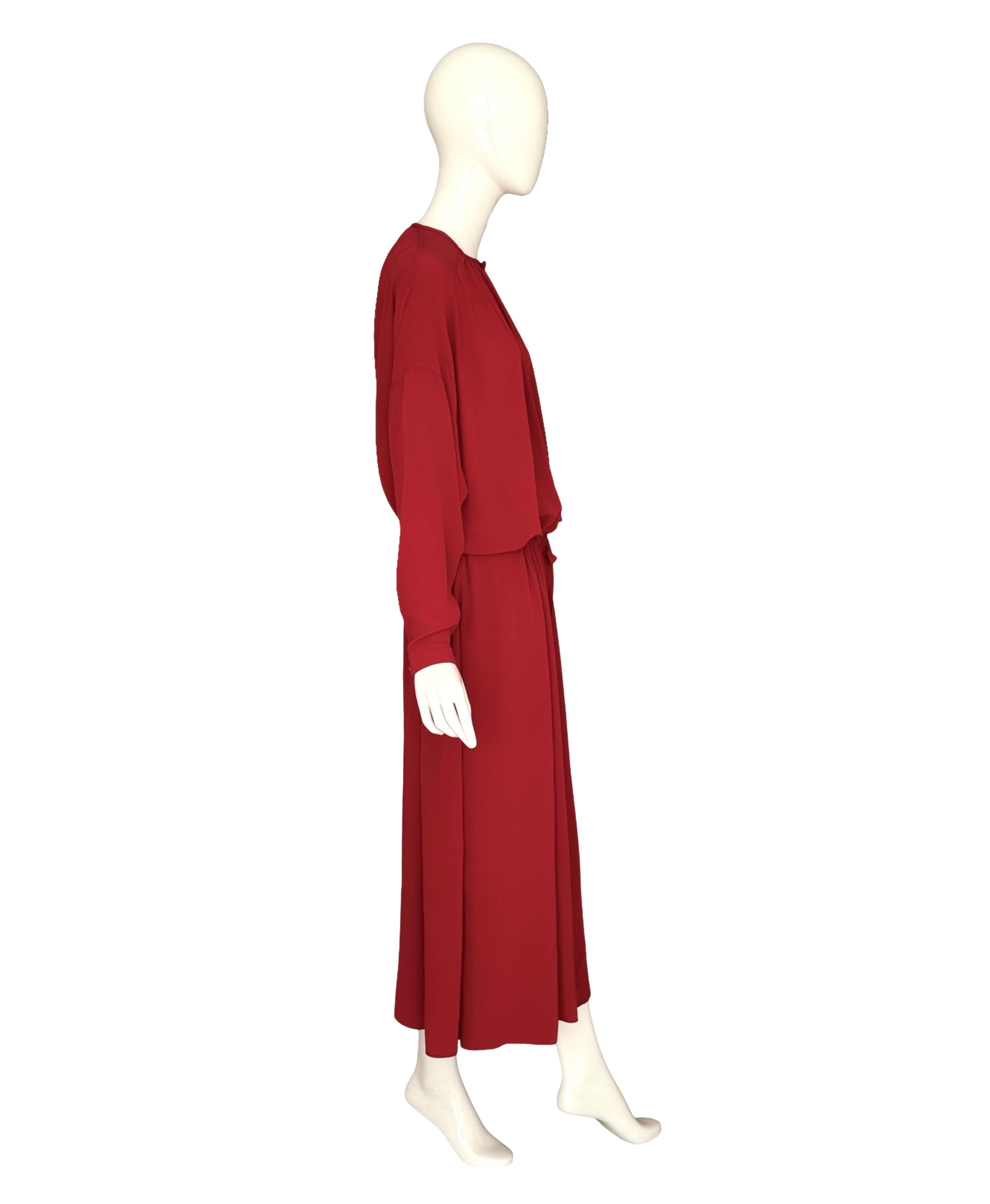 Karl Lagerfeld Vintage 1990s Red 100% Silk Oversized Dress Blouse Coat or Tunic For Sale 1