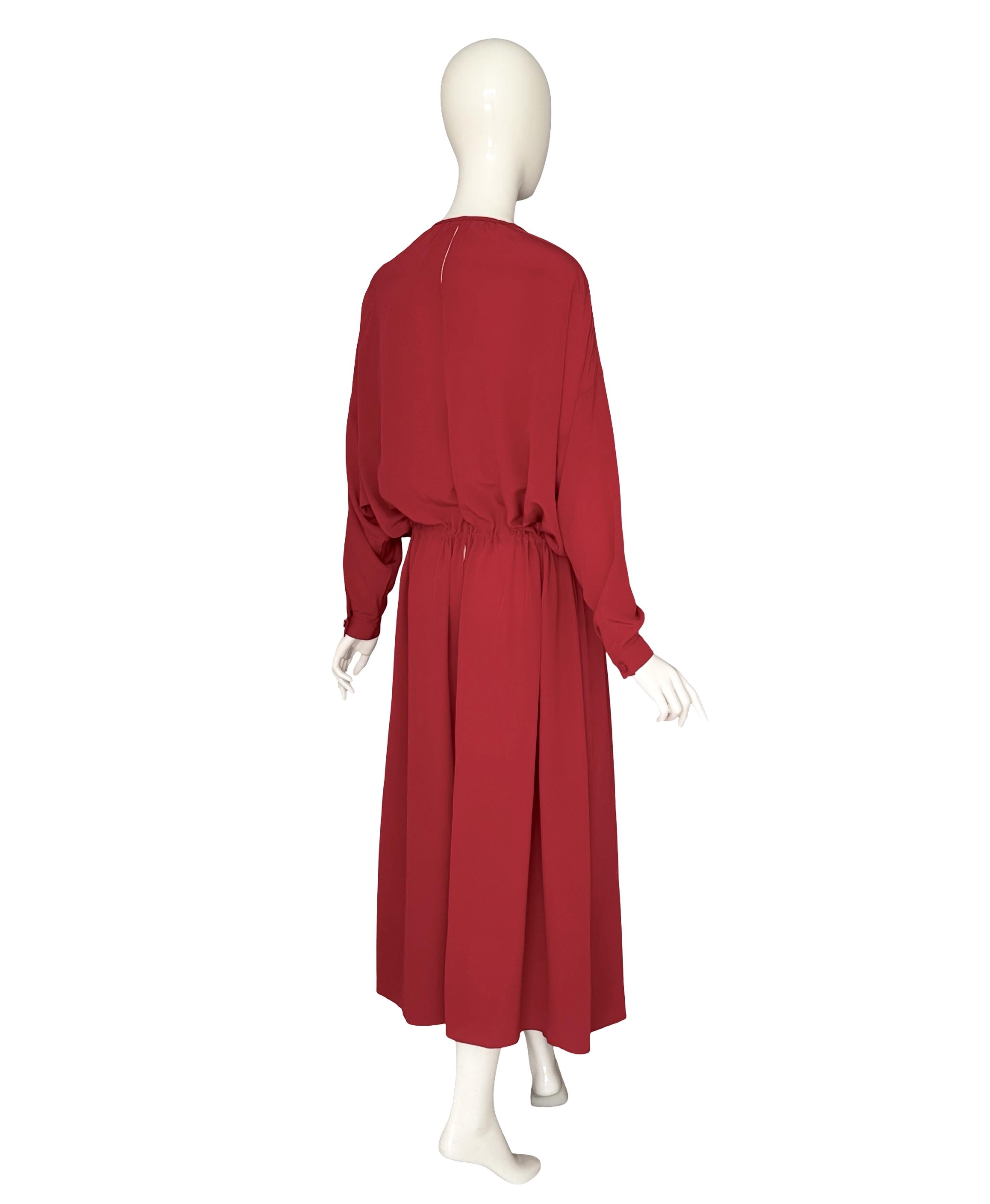 Karl Lagerfeld Vintage 1990s Red 100% Silk Oversized Dress Blouse Coat or Tunic For Sale 2