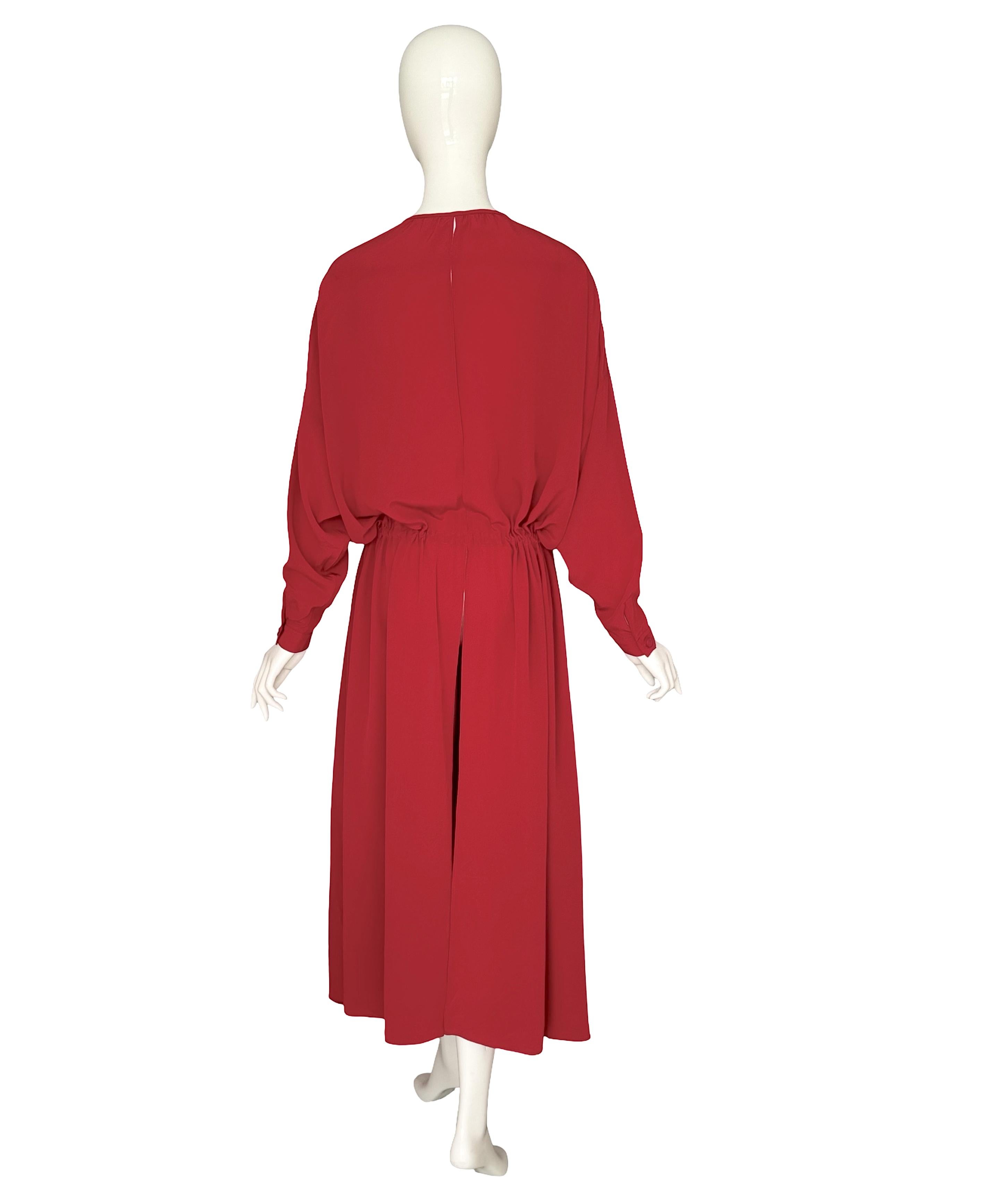 Karl Lagerfeld Vintage 1990s Red 100% Silk Oversized Dress Blouse Coat or Tunic For Sale 3