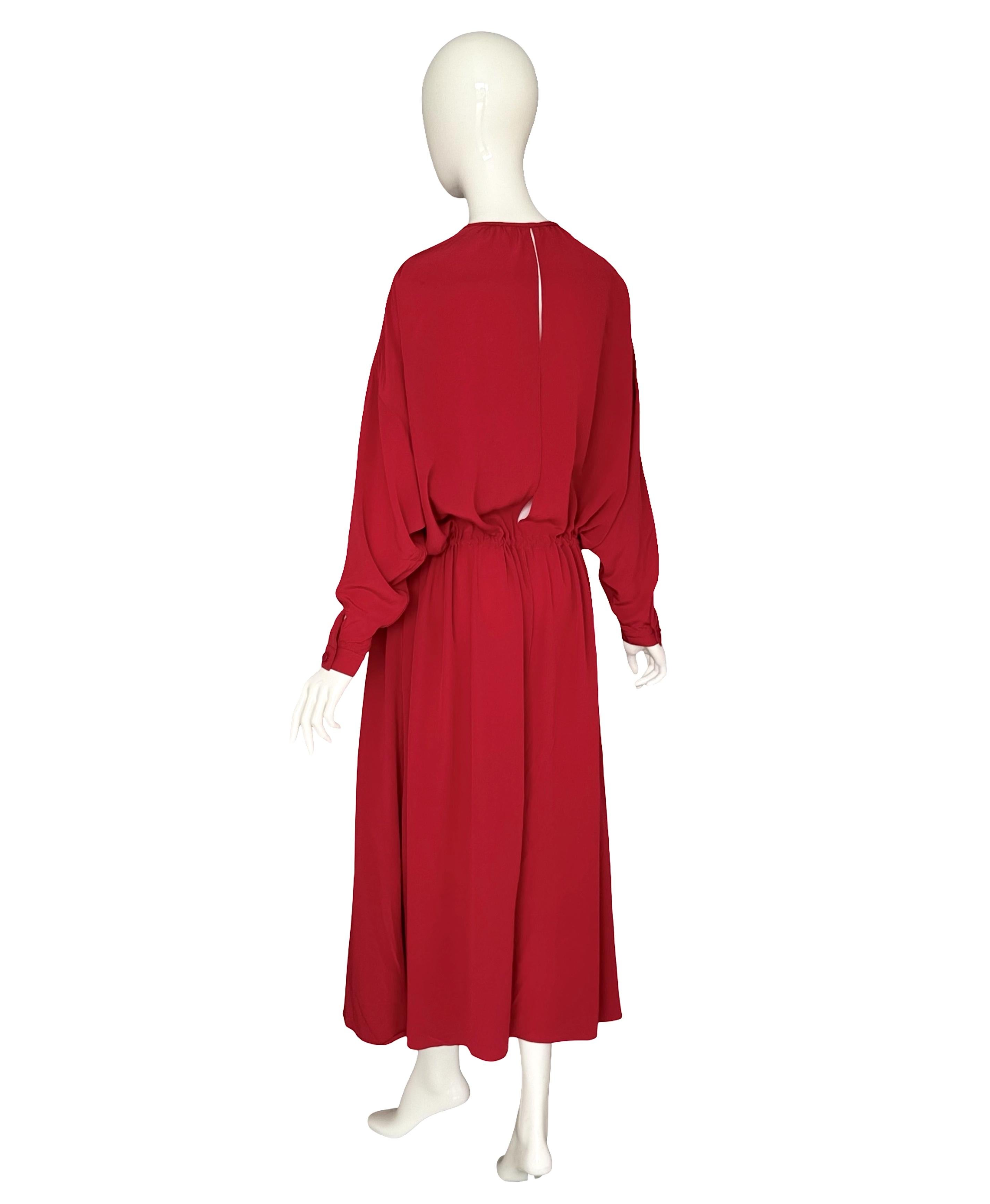 Karl Lagerfeld Vintage 1990s Red 100% Silk Oversized Dress Blouse Coat or Tunic For Sale 4
