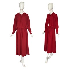 Karl Lagerfeld Vintage 1990s Red 100% Silk Oversized Dress Blouse Coat or Tunic