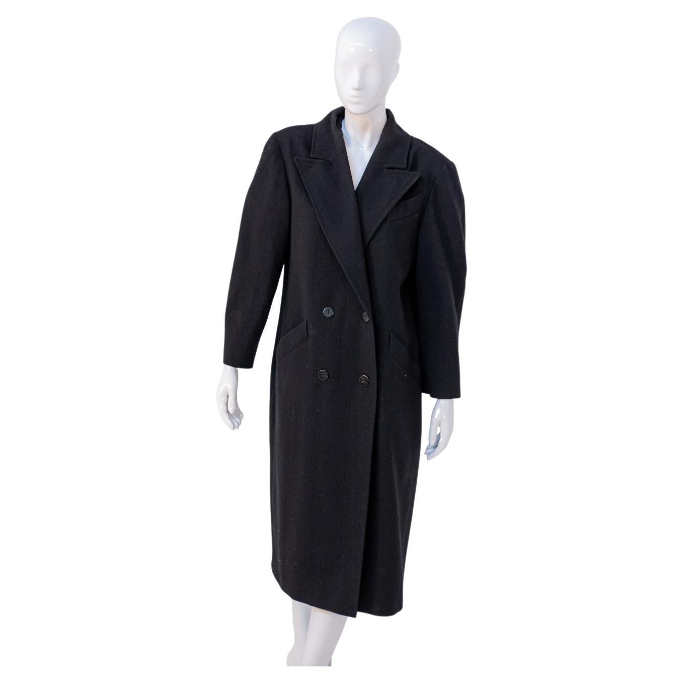 Karl Lagerfeld - Manteau long élégant et vintage noir en vente