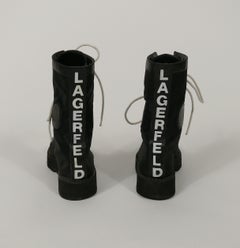 Karl Lagerfeld Vintage Black Lace Up Combat Boots