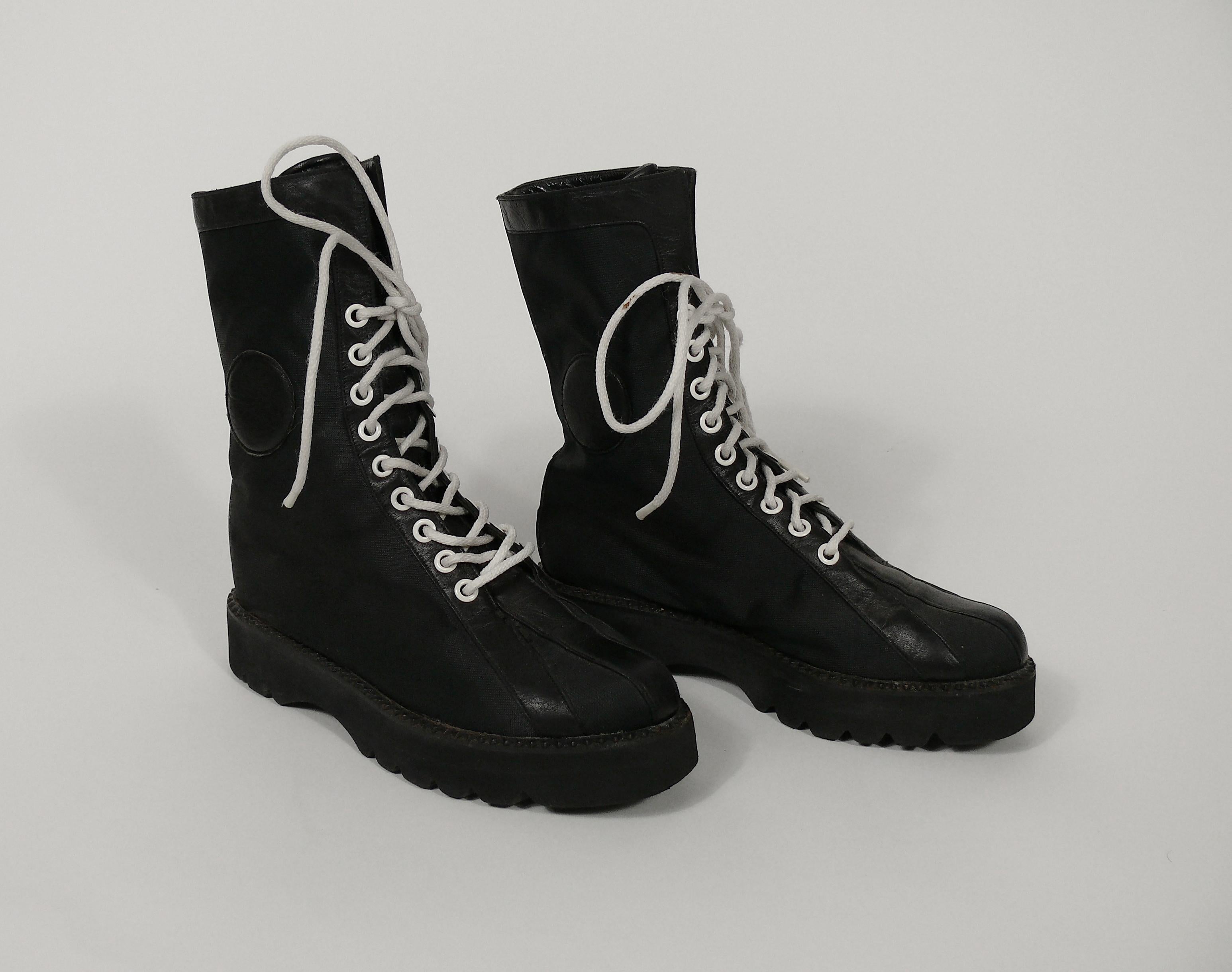 vintage black lace up boots