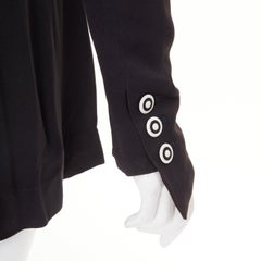 KARL LAGERFELD Vintage black tie front pleated hem wool crepe coat FR44 2XL