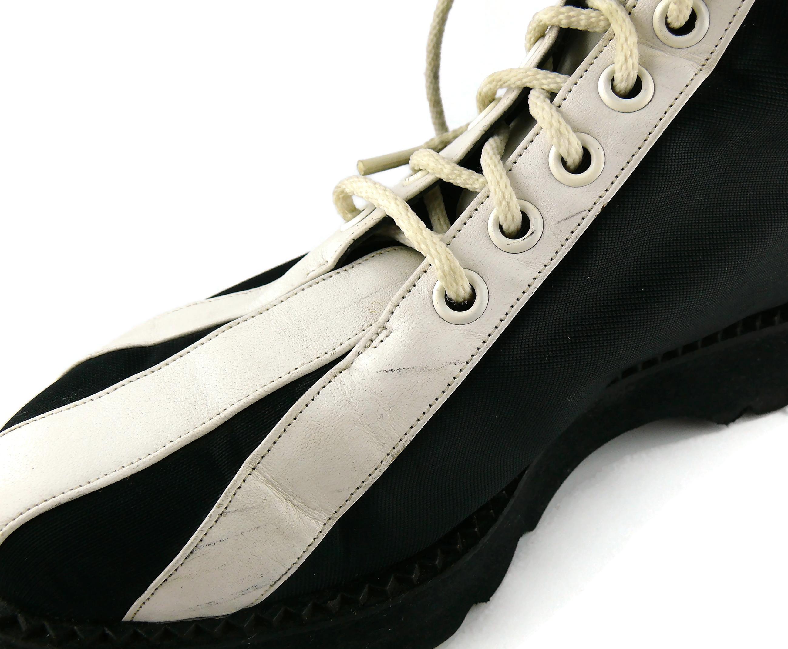 Karl Lagerfeld Vintage Black & White Lace Up Combat Boots 3