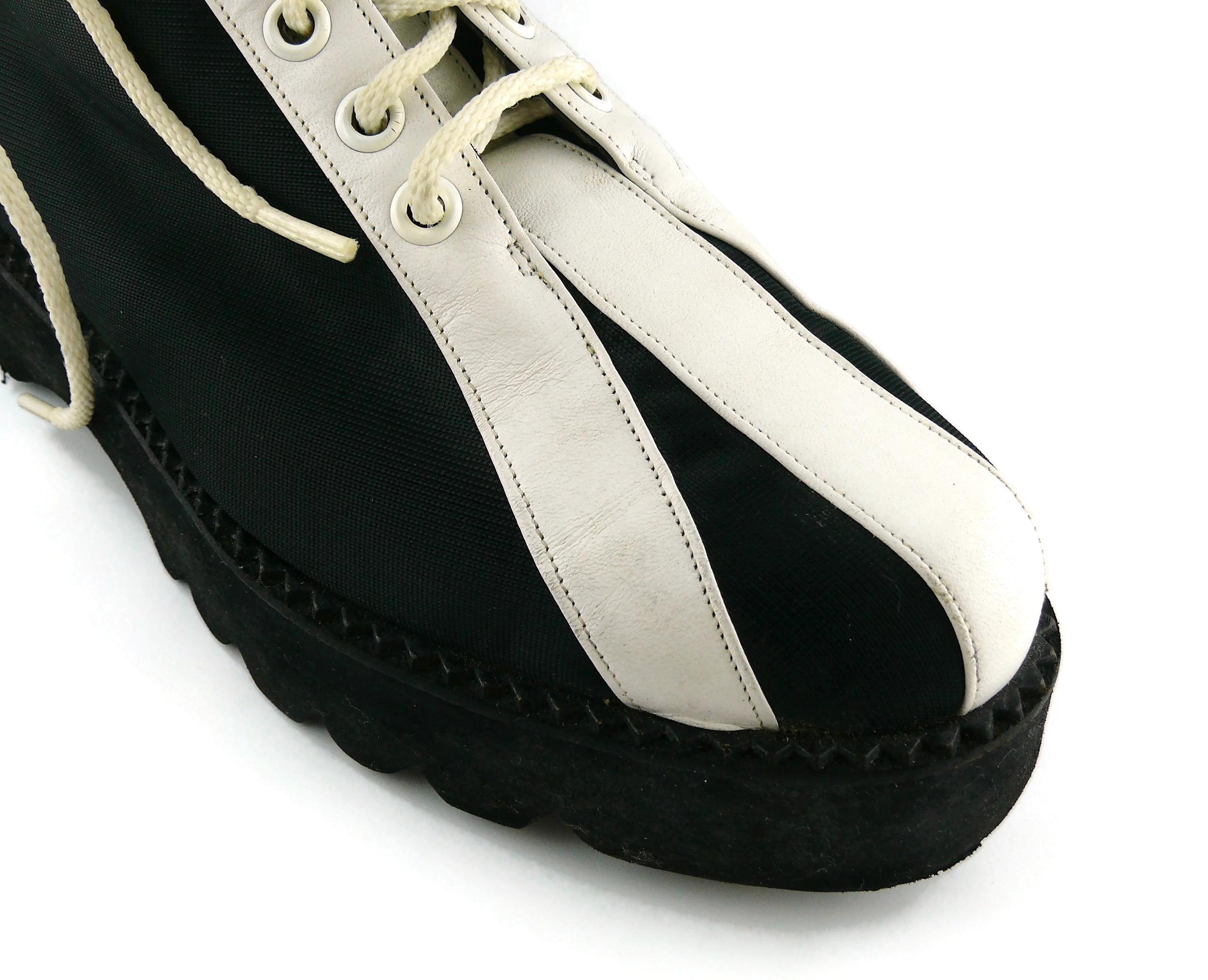Karl Lagerfeld Vintage Black & White Lace Up Combat Boots 4