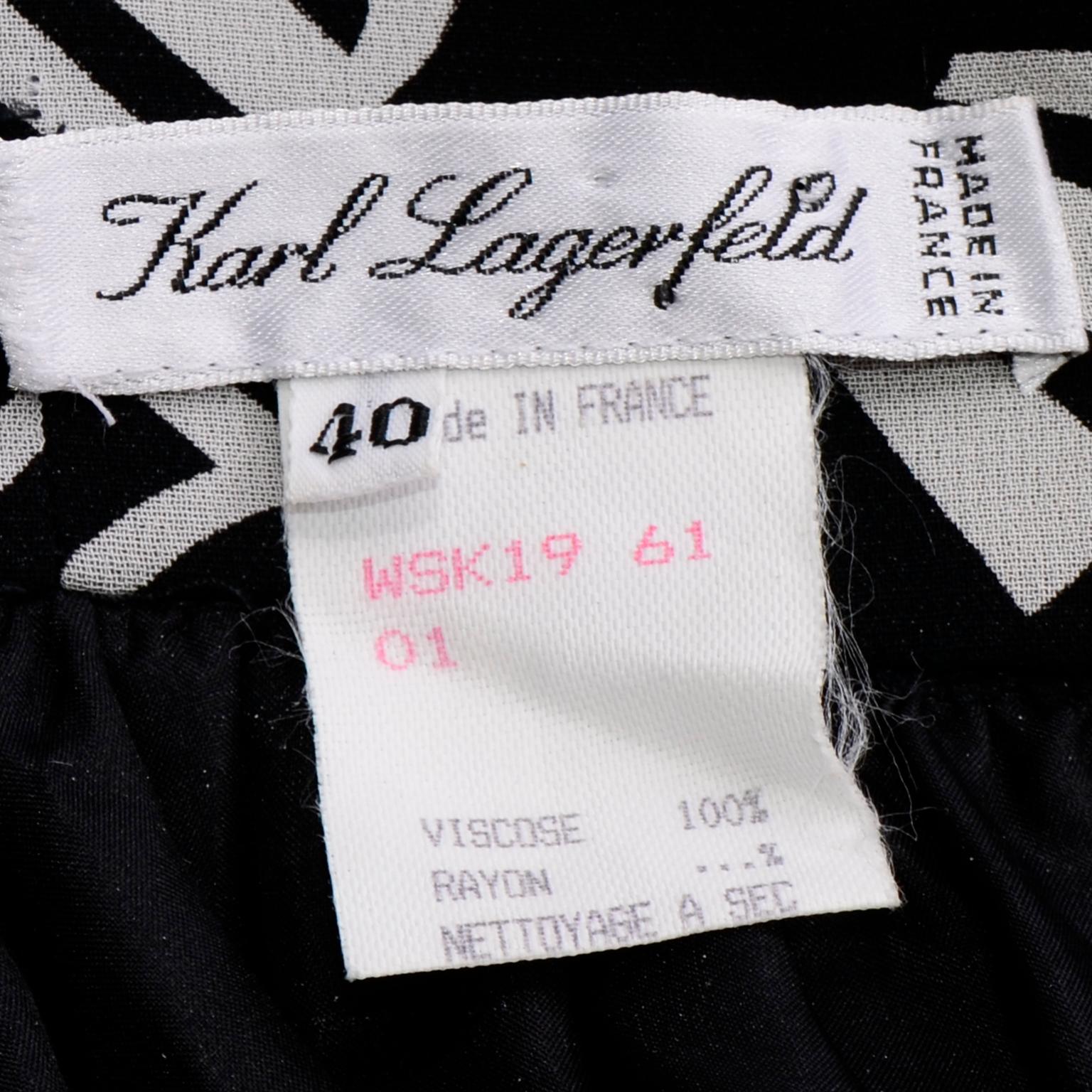 Karl Lagerfeld Vintage Black & White Self Portrait Silhouette Print Skirt 6