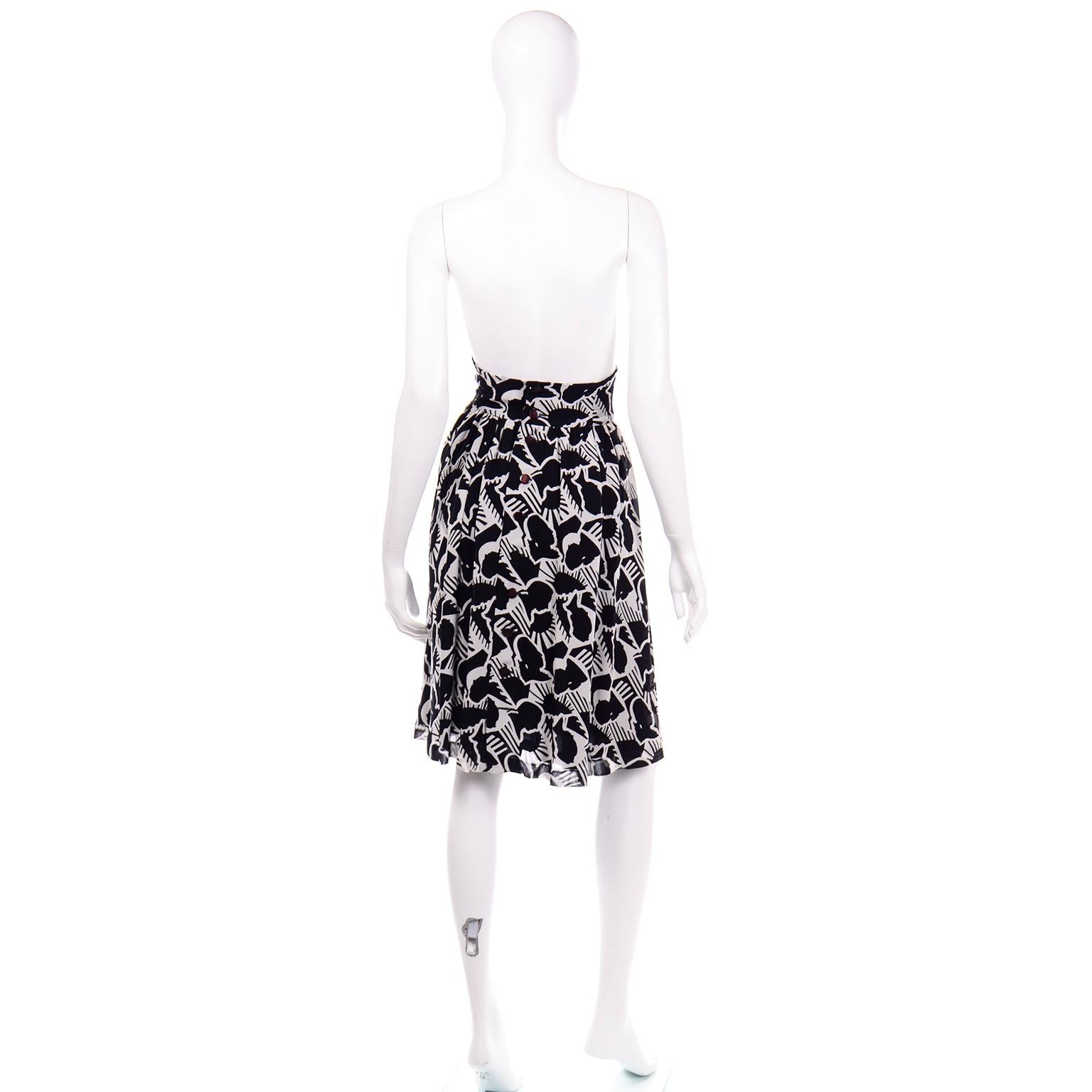 Women's Karl Lagerfeld Vintage Black & White Self Portrait Silhouette Print Skirt