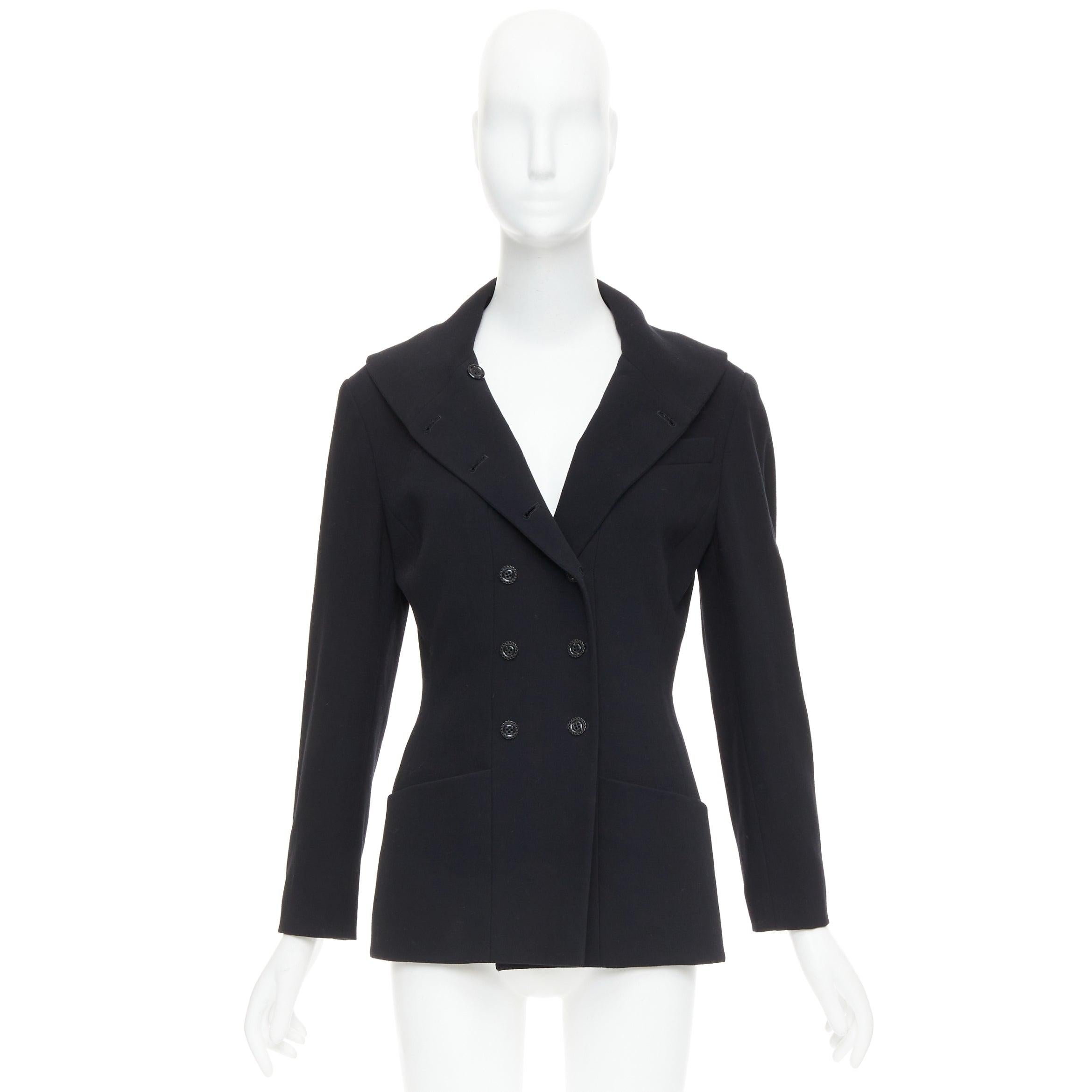 KARL LAGERFELD Vintage black wool shawl collar double breasetd blazer FR38 M For Sale 5