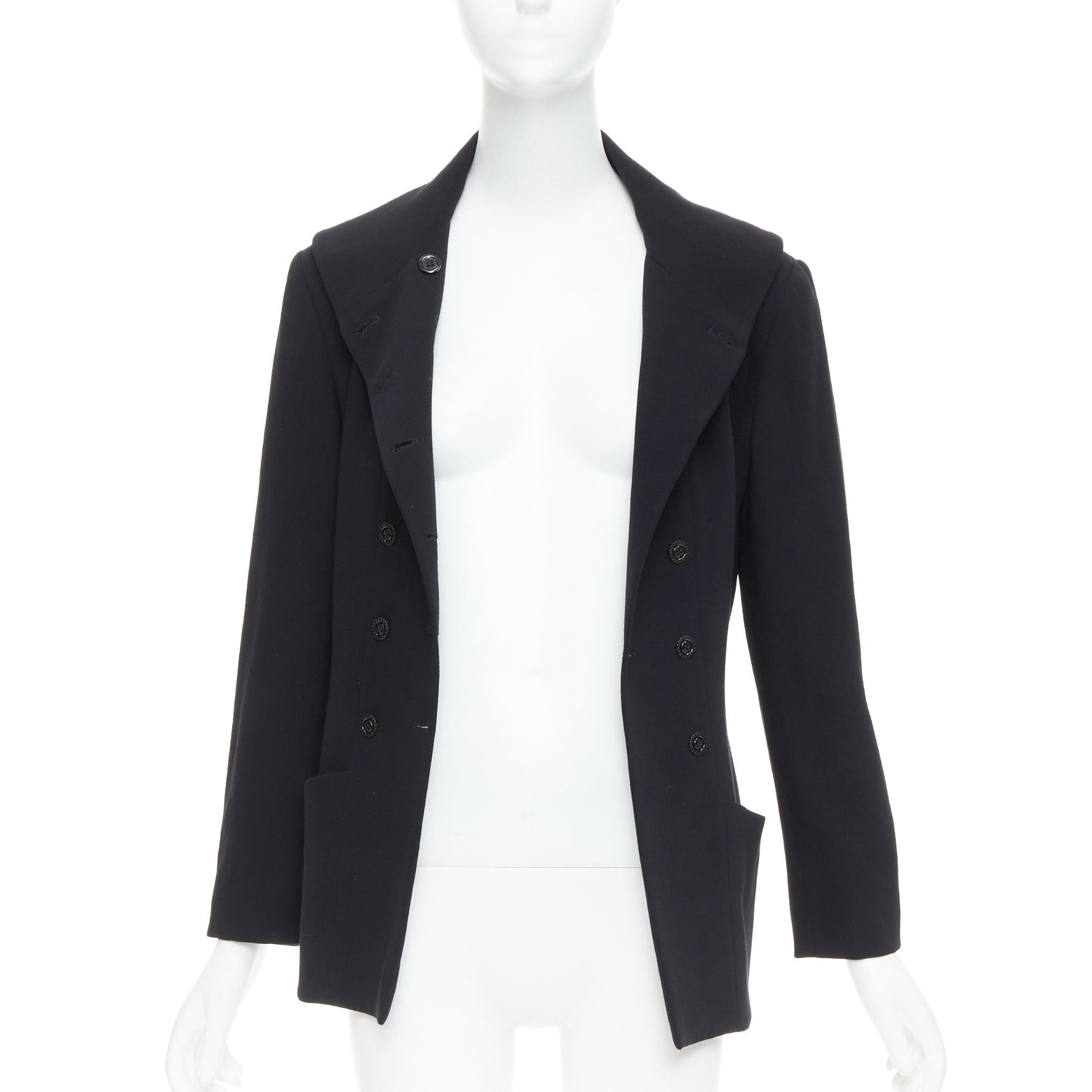 Black KARL LAGERFELD Vintage black wool shawl collar double breasetd blazer FR38 M For Sale