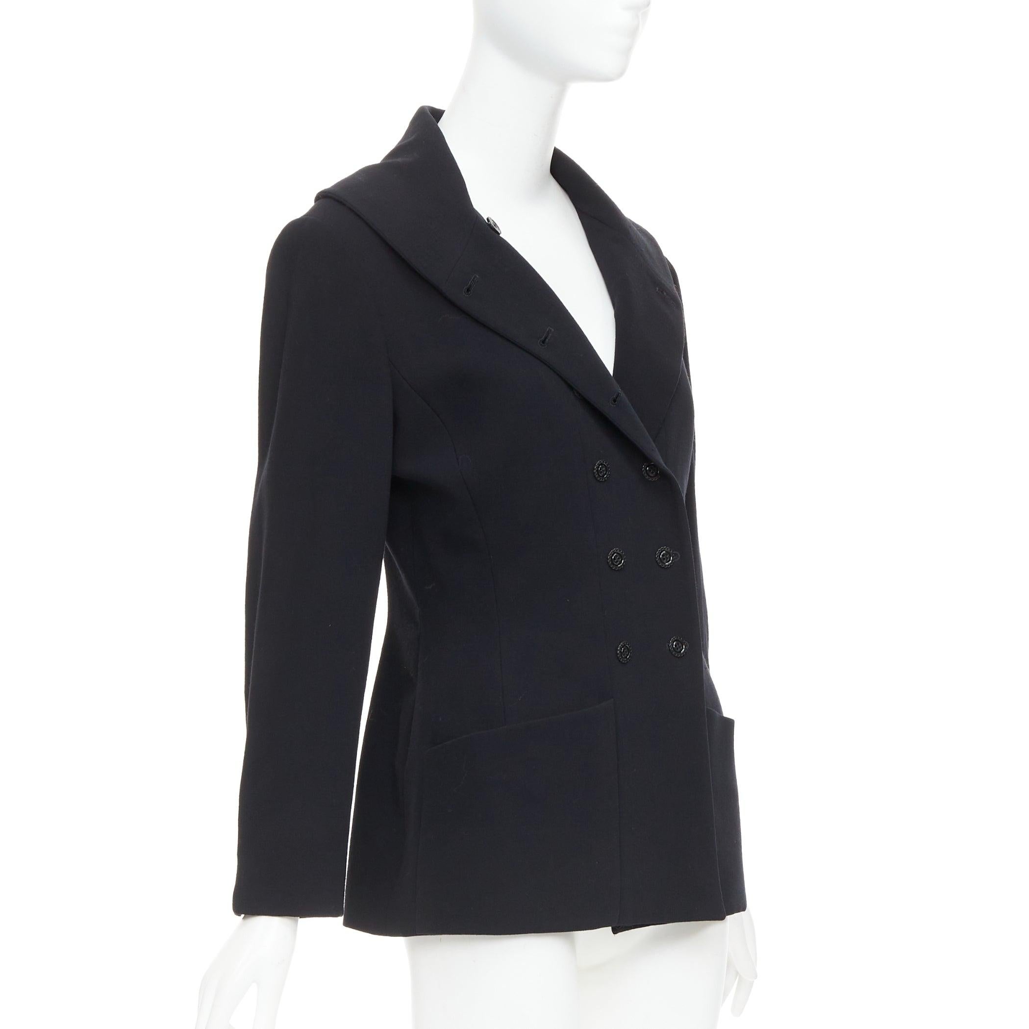 KARL LAGERFELD Vintage black wool shawl collar double breasetd blazer FR38 M In Excellent Condition For Sale In Hong Kong, NT