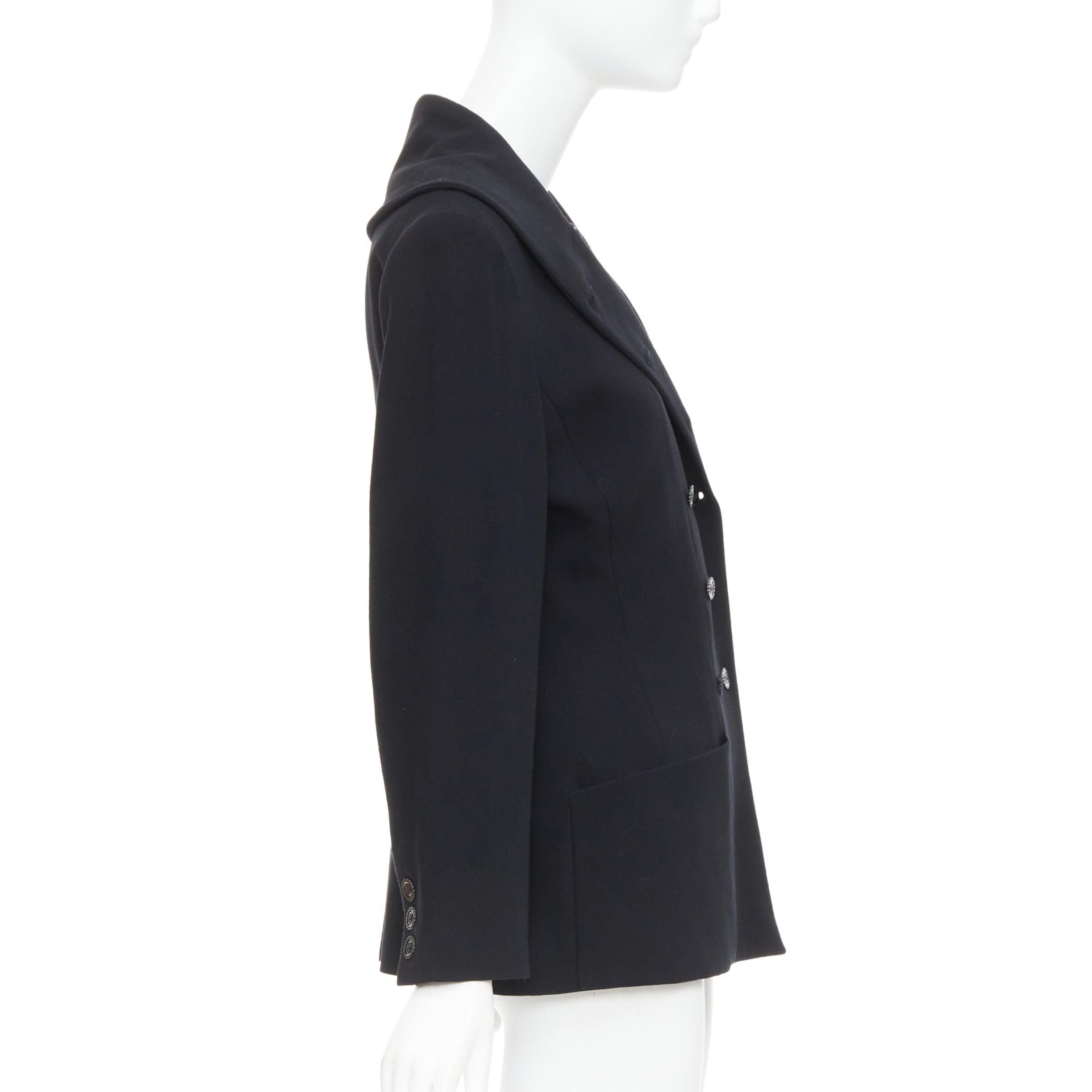 Women's KARL LAGERFELD Vintage black wool shawl collar double breasetd blazer FR38 M For Sale