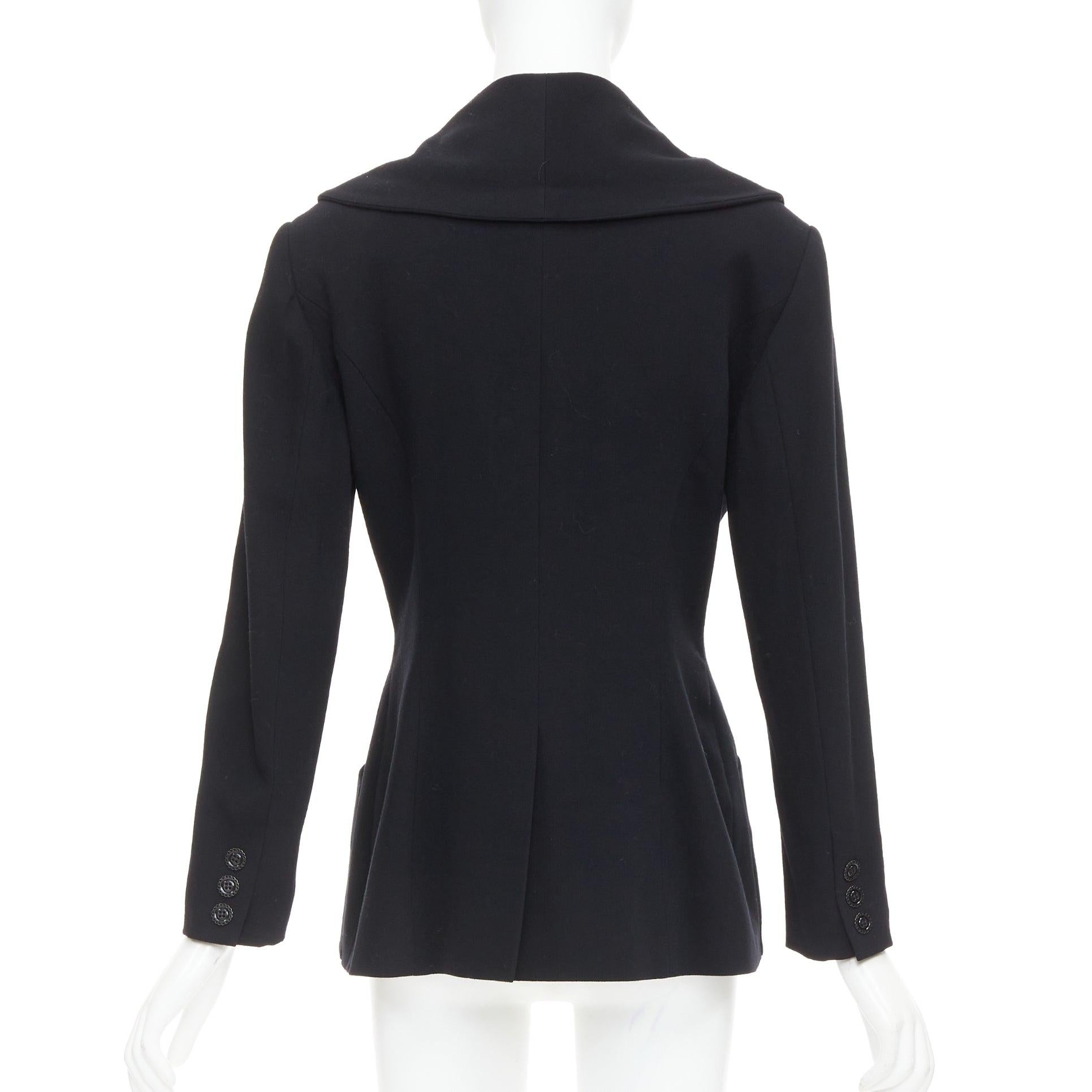 KARL LAGERFELD Vintage black wool shawl collar double breasetd blazer FR38 M For Sale 1