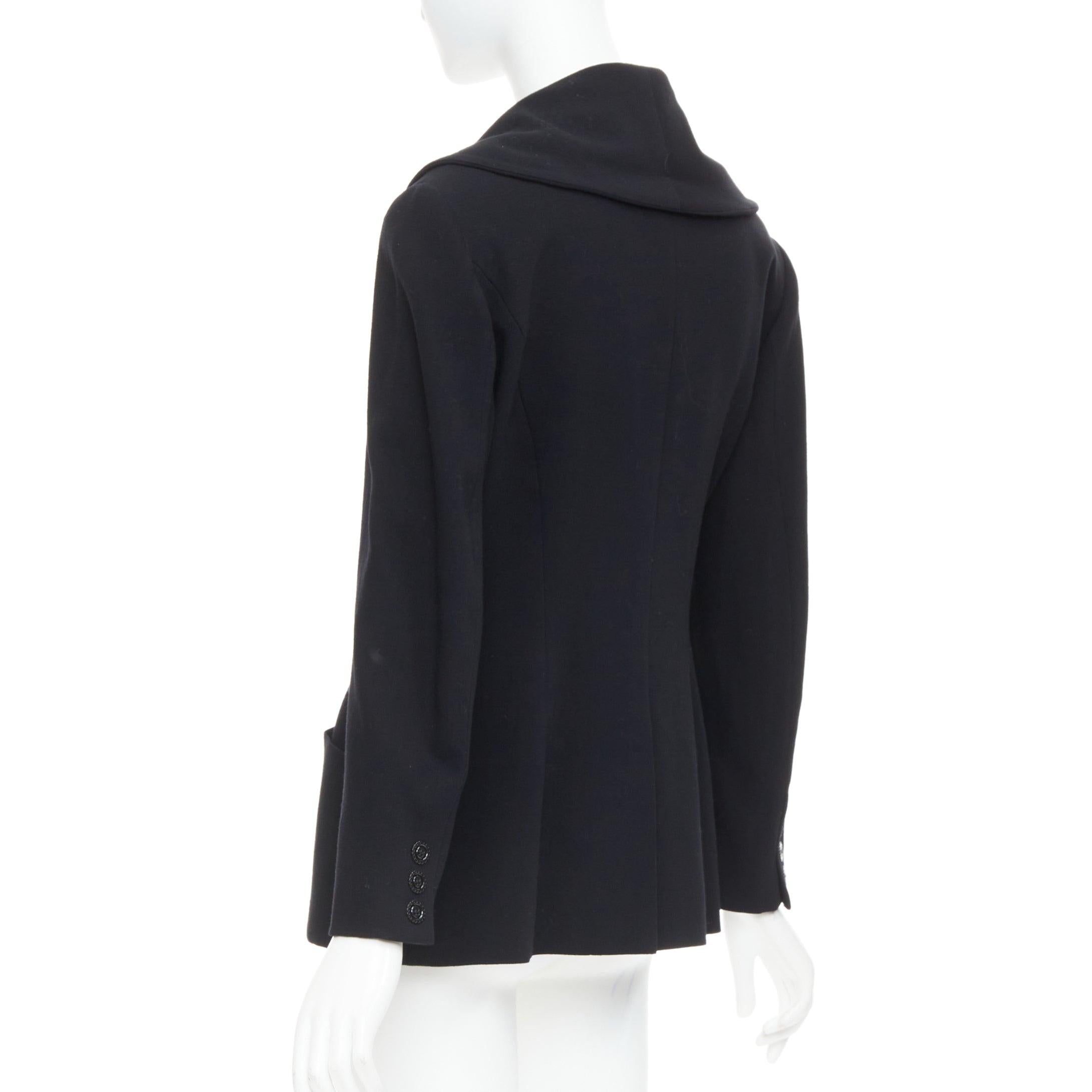 KARL LAGERFELD Vintage black wool shawl collar double breasetd blazer FR38 M For Sale 2