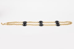 Vintage Karl Lagerfeld Brass Chain Wrap Necklace With Black Resin Disks Mariner