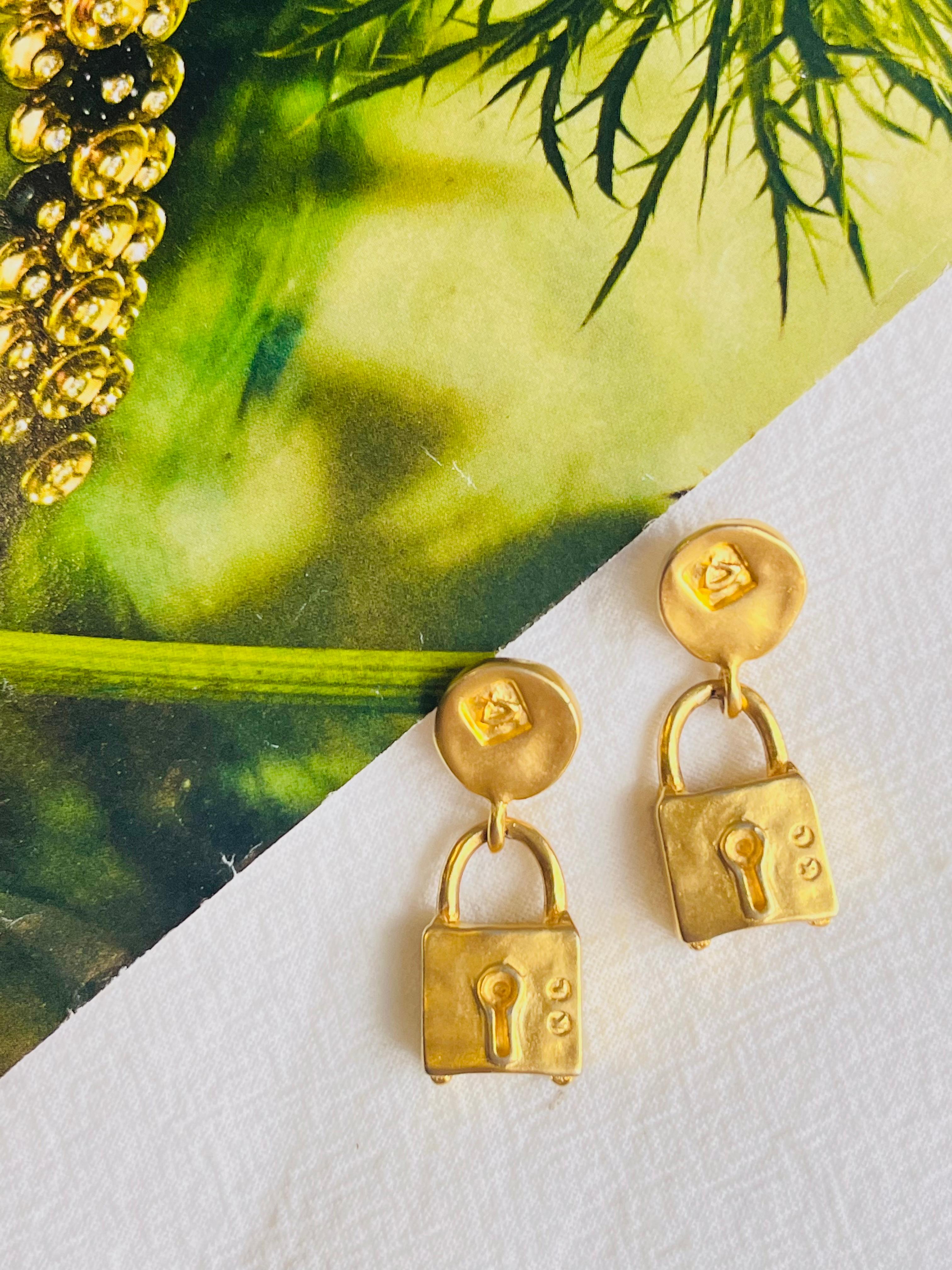 padlock earrings gold