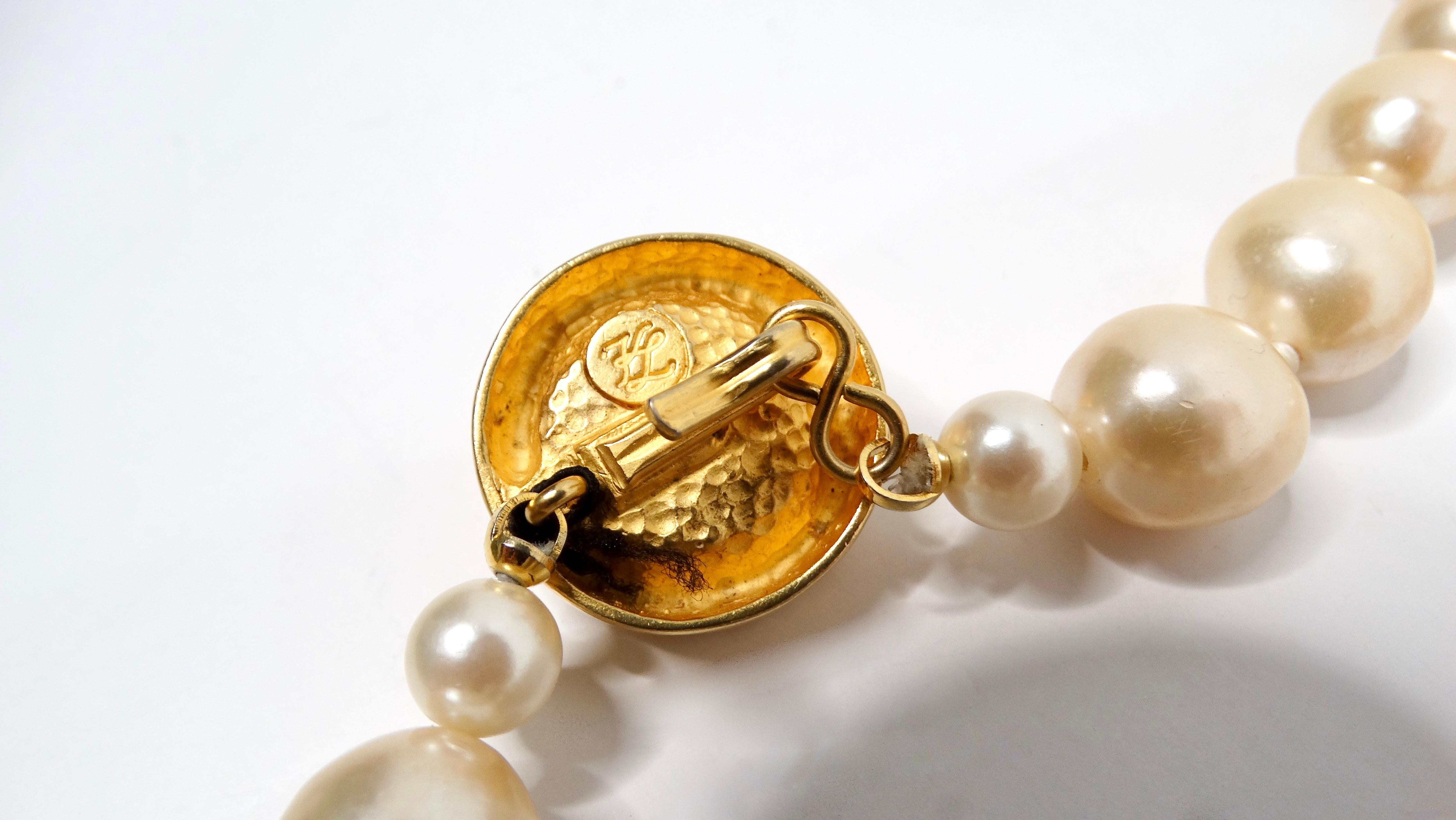 Women's Karl Lagerfeld Vintage Costume Pearl Baroque Necklace For Sale