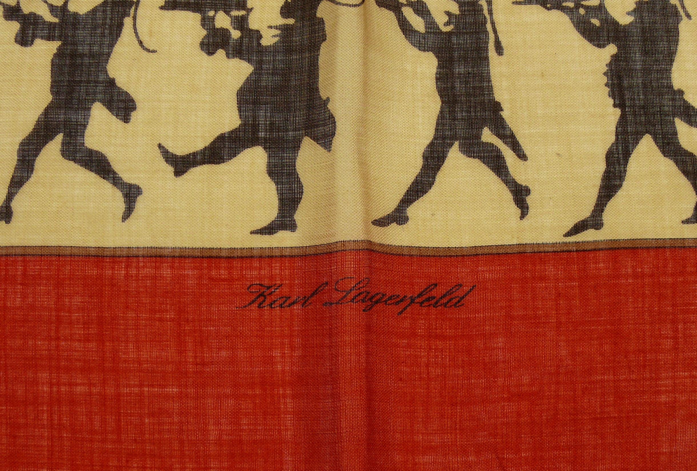 Karl Lagerfeld - Châle en laine et soie à imprimé délicat vintage en vente 6