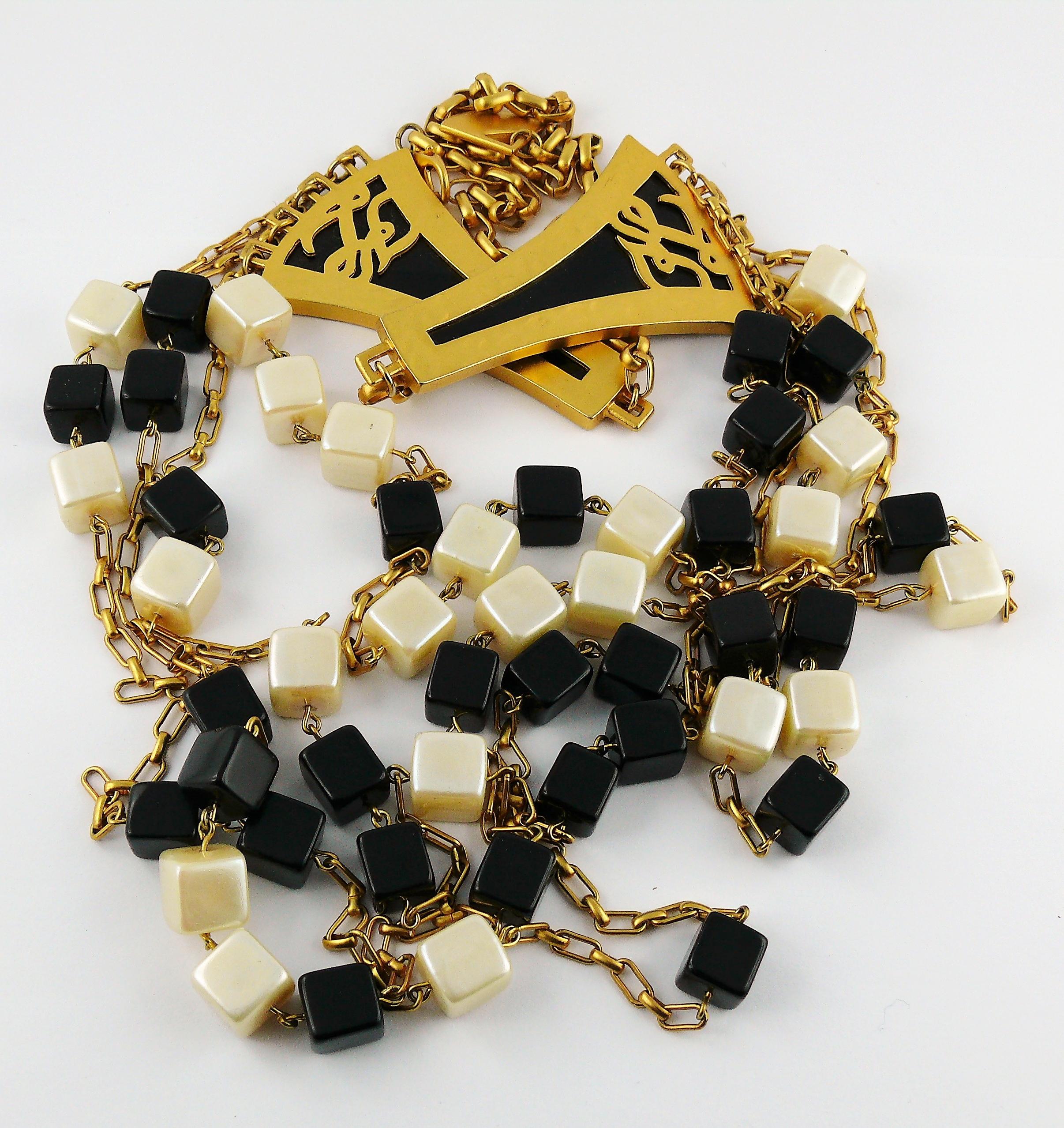 Karl Lagerfeld Vintage Four Strand Sautoir Necklace In Excellent Condition For Sale In Nice, FR