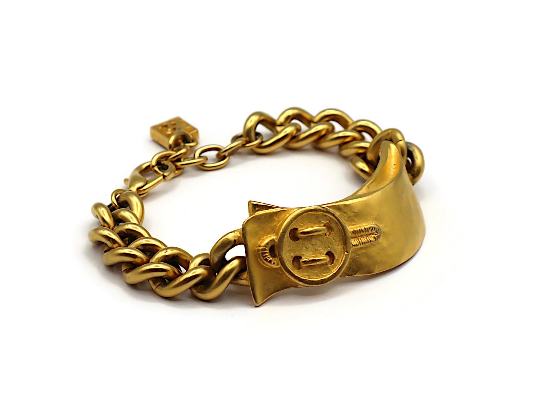Bracciale a catena con motivo a bottoni KARL LAGERFELD Vintage in tonalità oro In condizioni buone in vendita a Nice, FR
