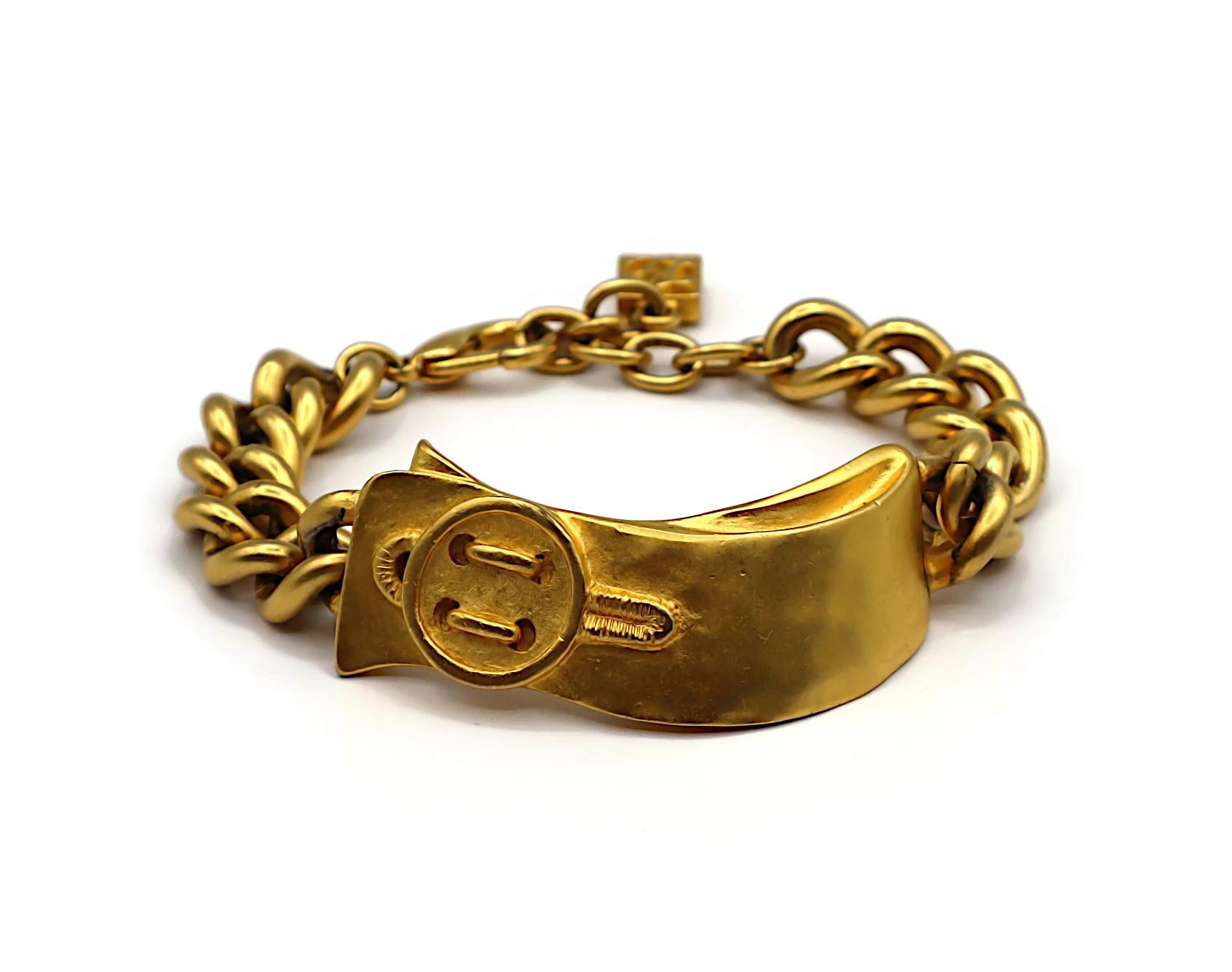 Donna Bracciale a catena con motivo a bottoni KARL LAGERFELD Vintage in tonalità oro in vendita