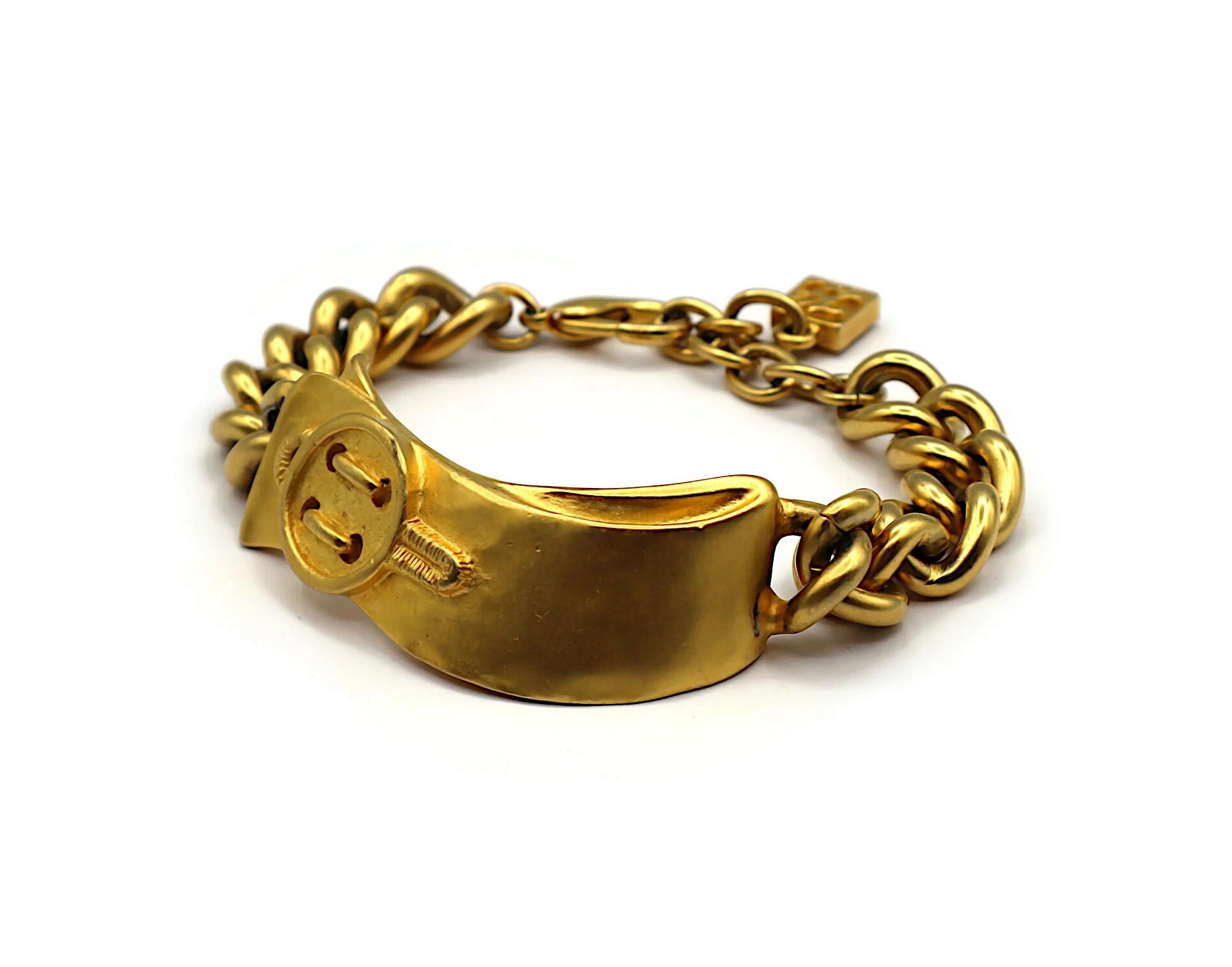Bracciale a catena con motivo a bottoni KARL LAGERFELD Vintage in tonalità oro in vendita 1