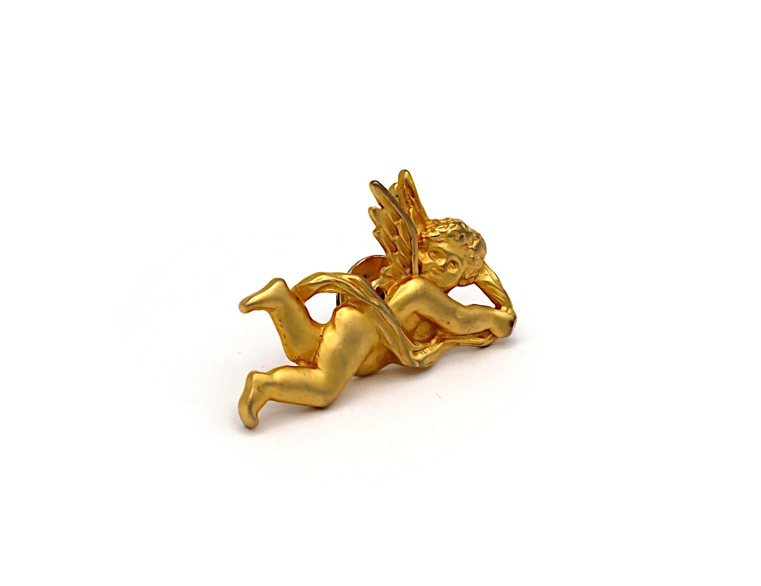 KARL LAGERFELD Alfiler broche querubín vintage en tono dorado en Bueno estado para la venta en Nice, FR