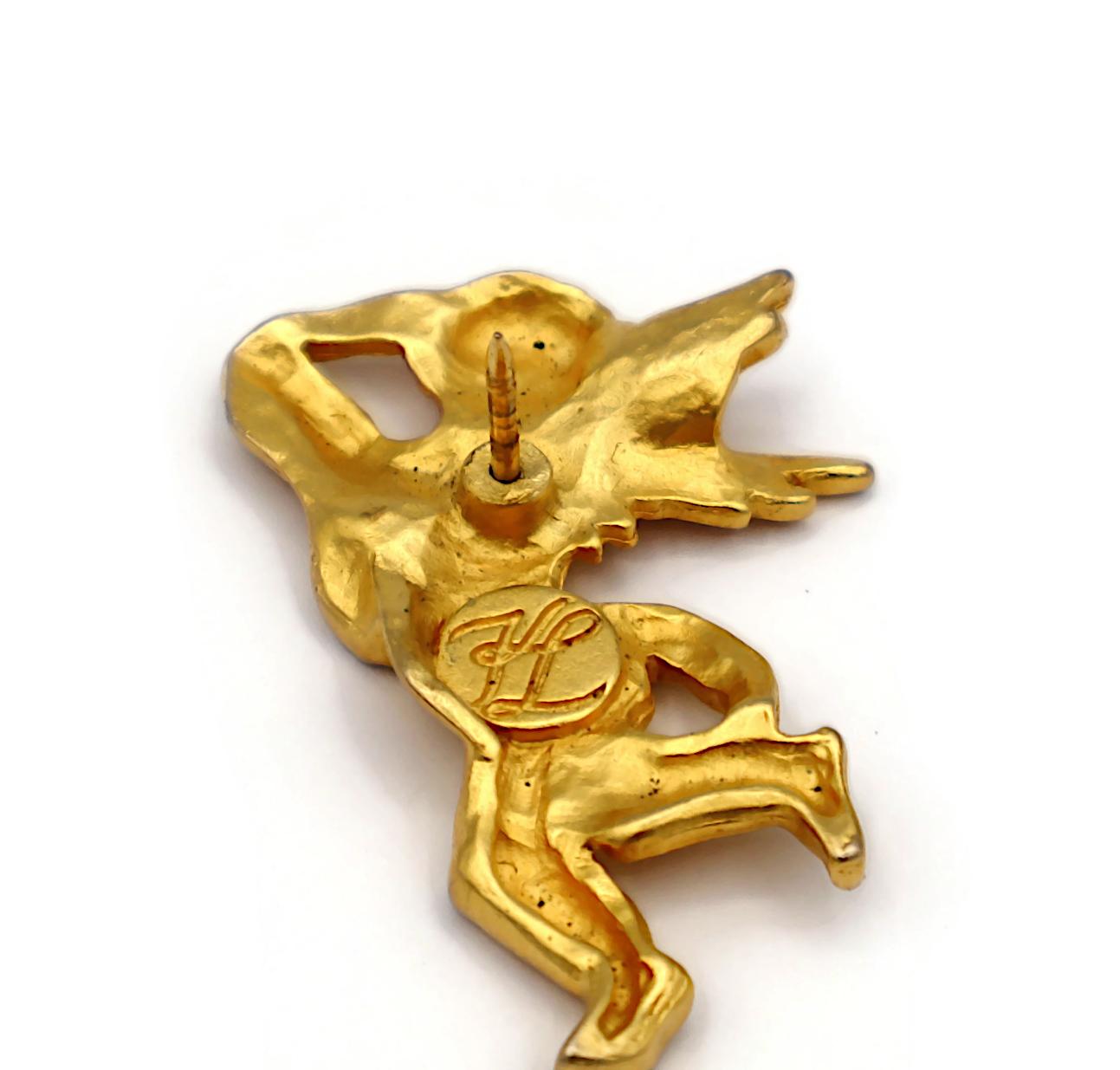 KARL LAGERFELD Alfiler broche querubín vintage en tono dorado en venta 4